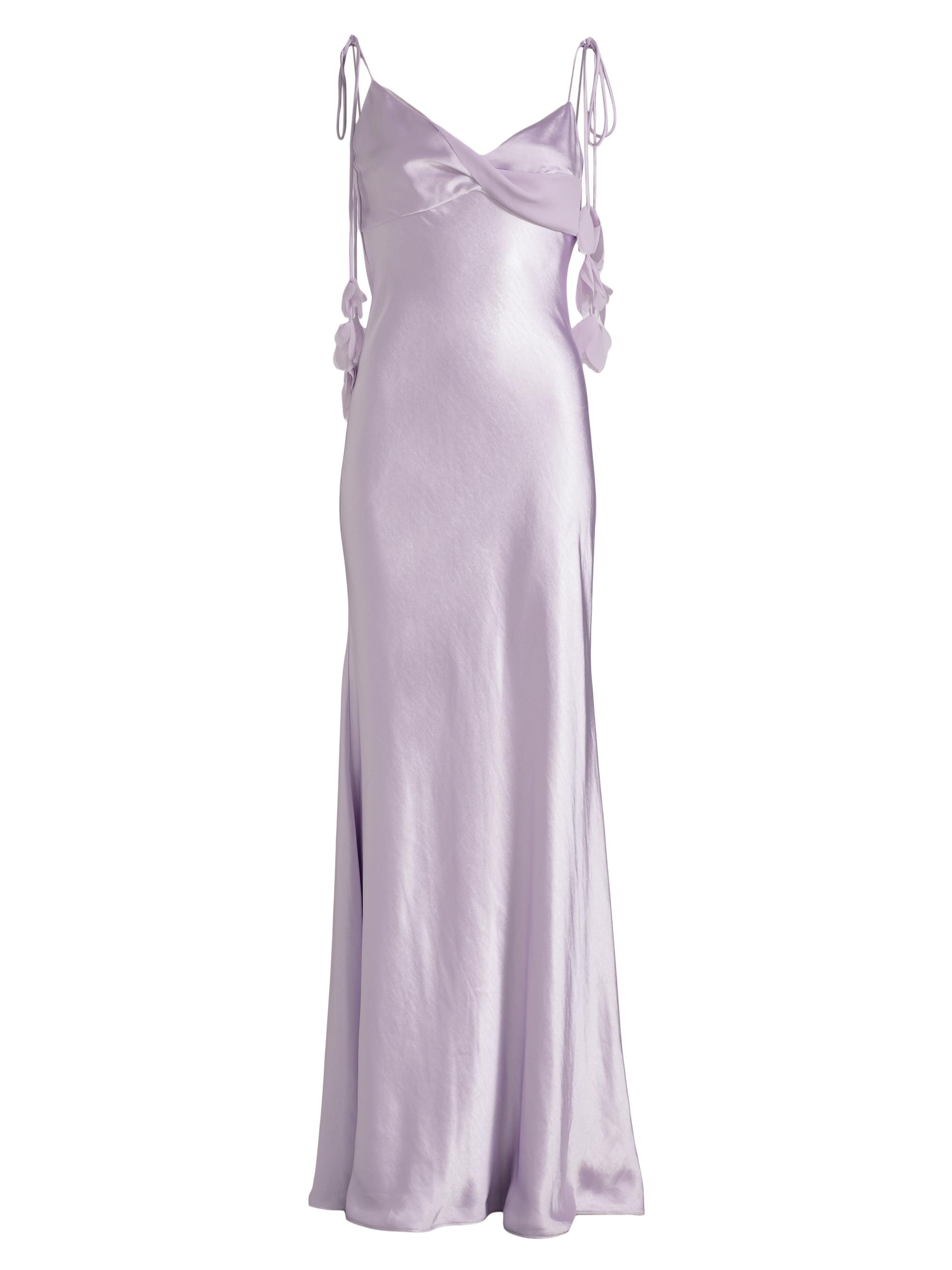 Self-Portrait Women's Flower Satin Gown - Lilac