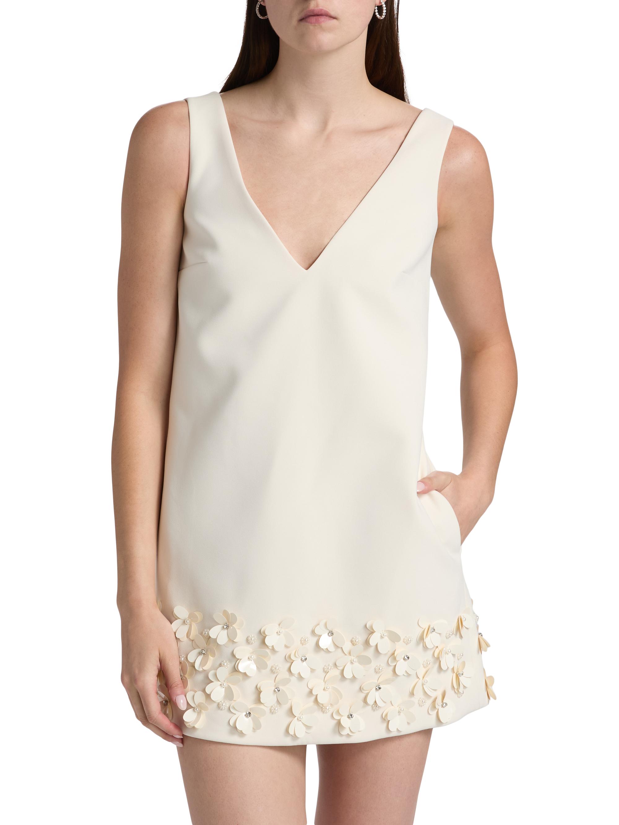 Floral Appliqué Crepe Minidress