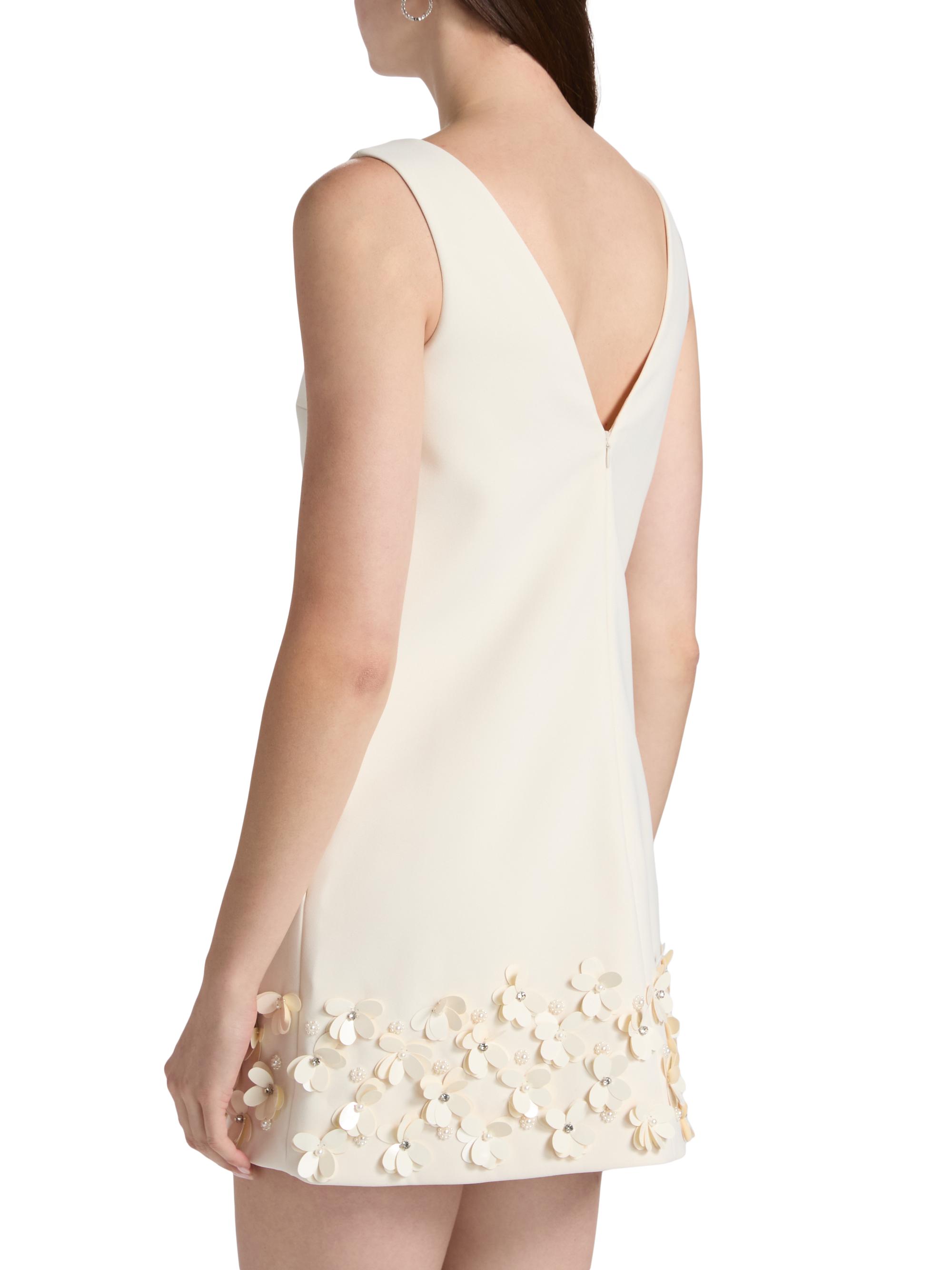 Floral Appliqué Crepe Minidress