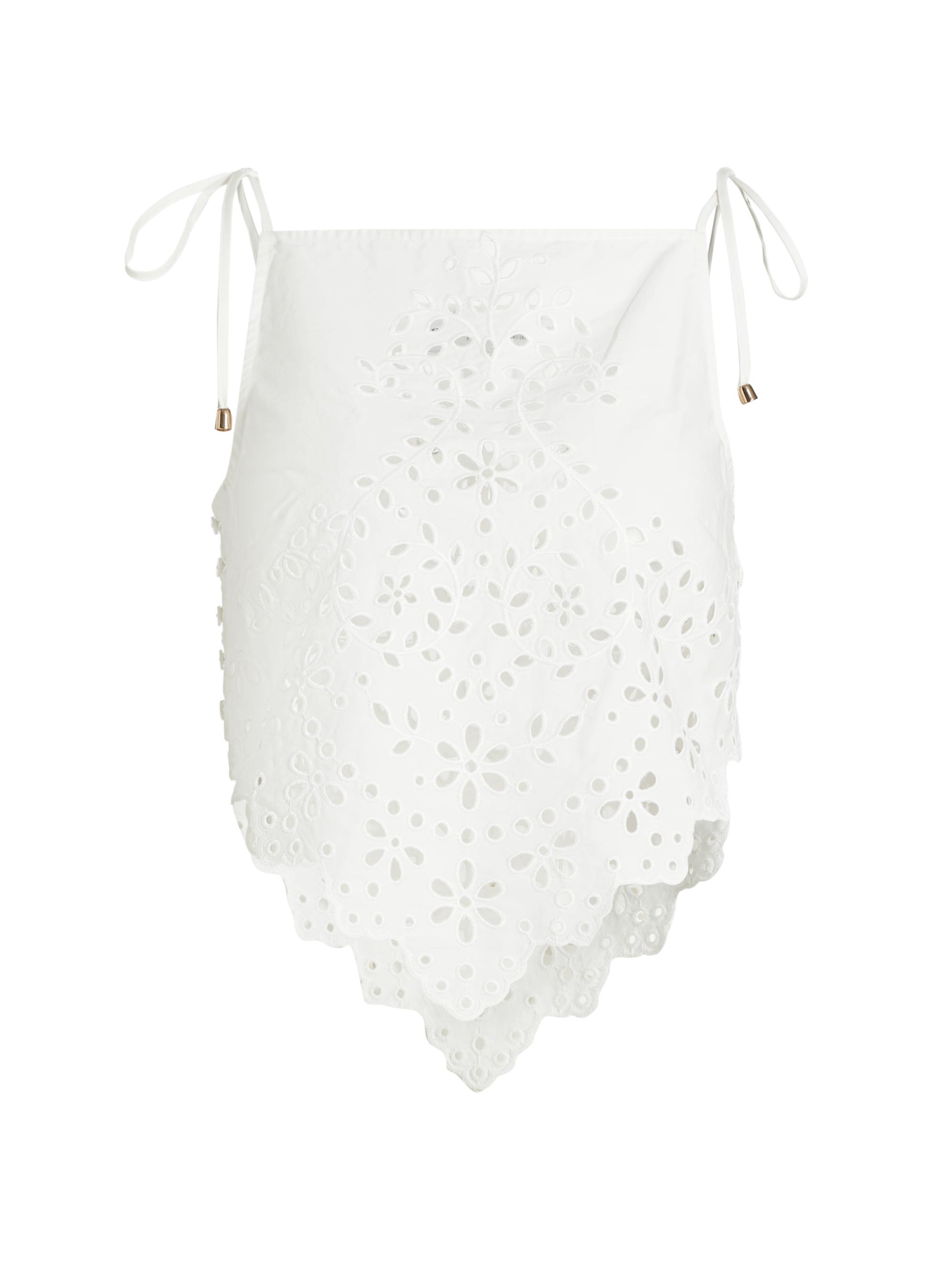 Self-Portrait Women's Embroidered Eyelet Cotton Top - White