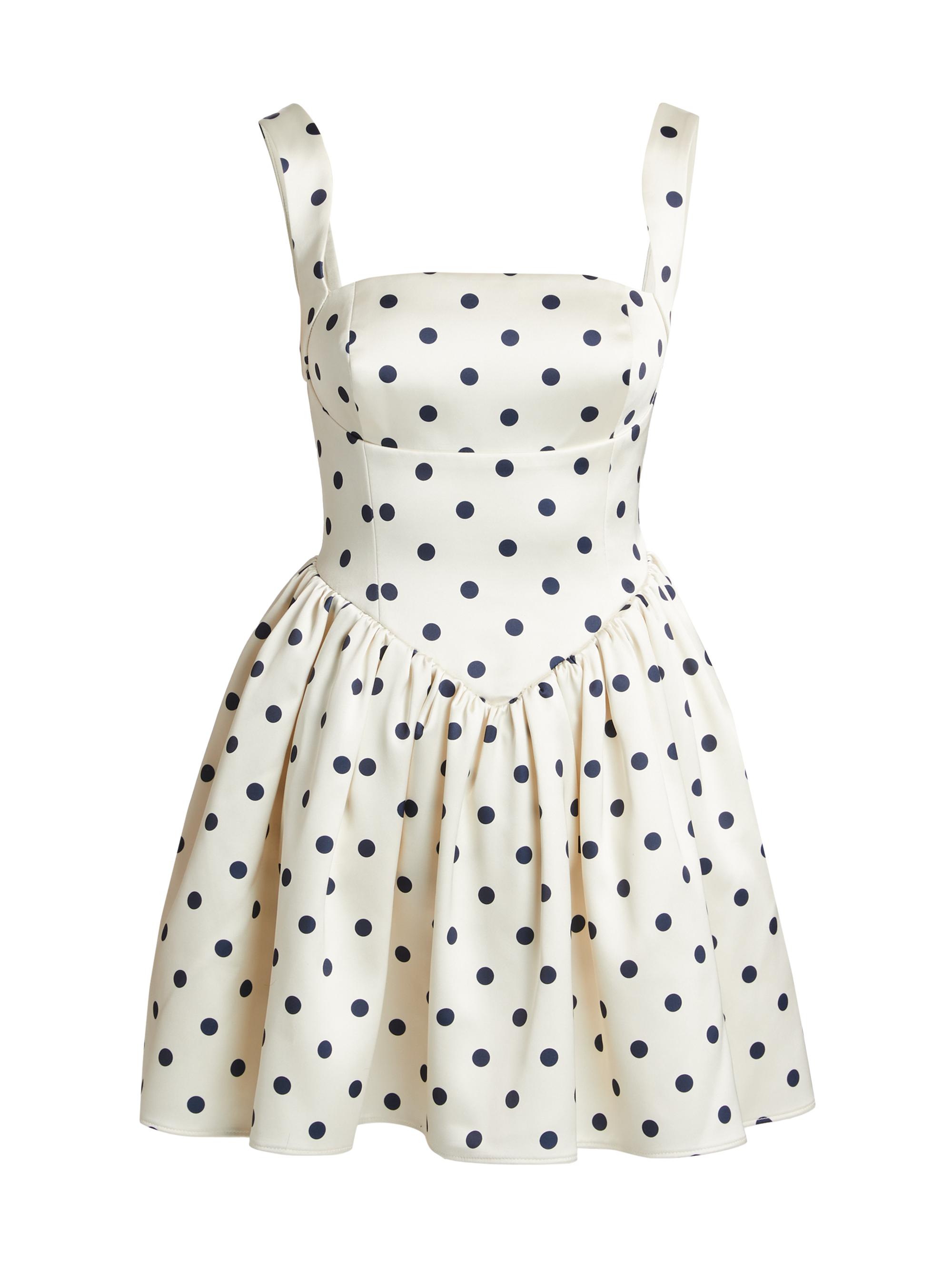 sachin and babi light blue dress Cream Polka Dot Taffeta Midi Dress – self-portrait-US main image 1