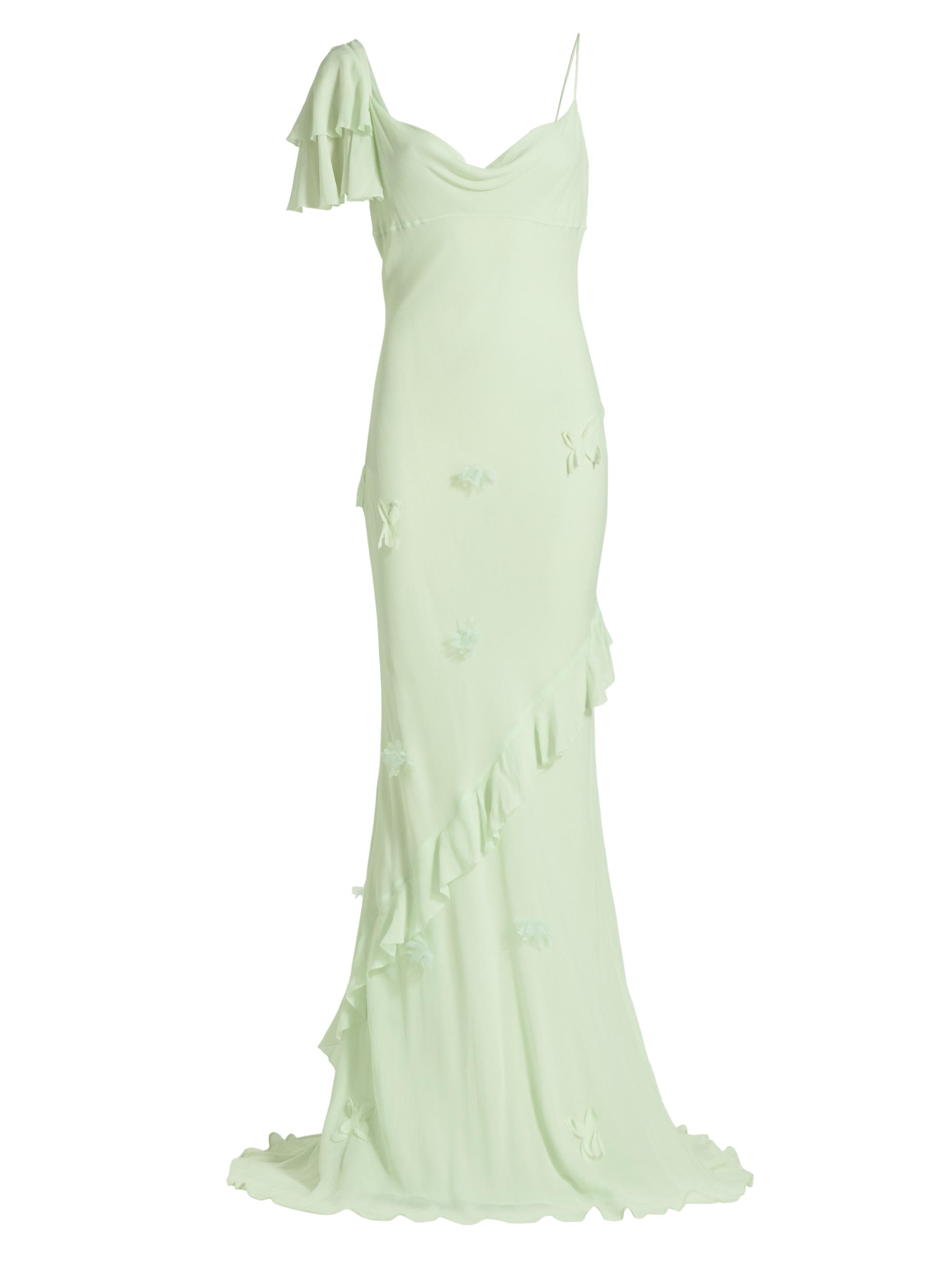 Self-Portrait Women's Georgette Floral-Appliqué Maxi Dress - Mint