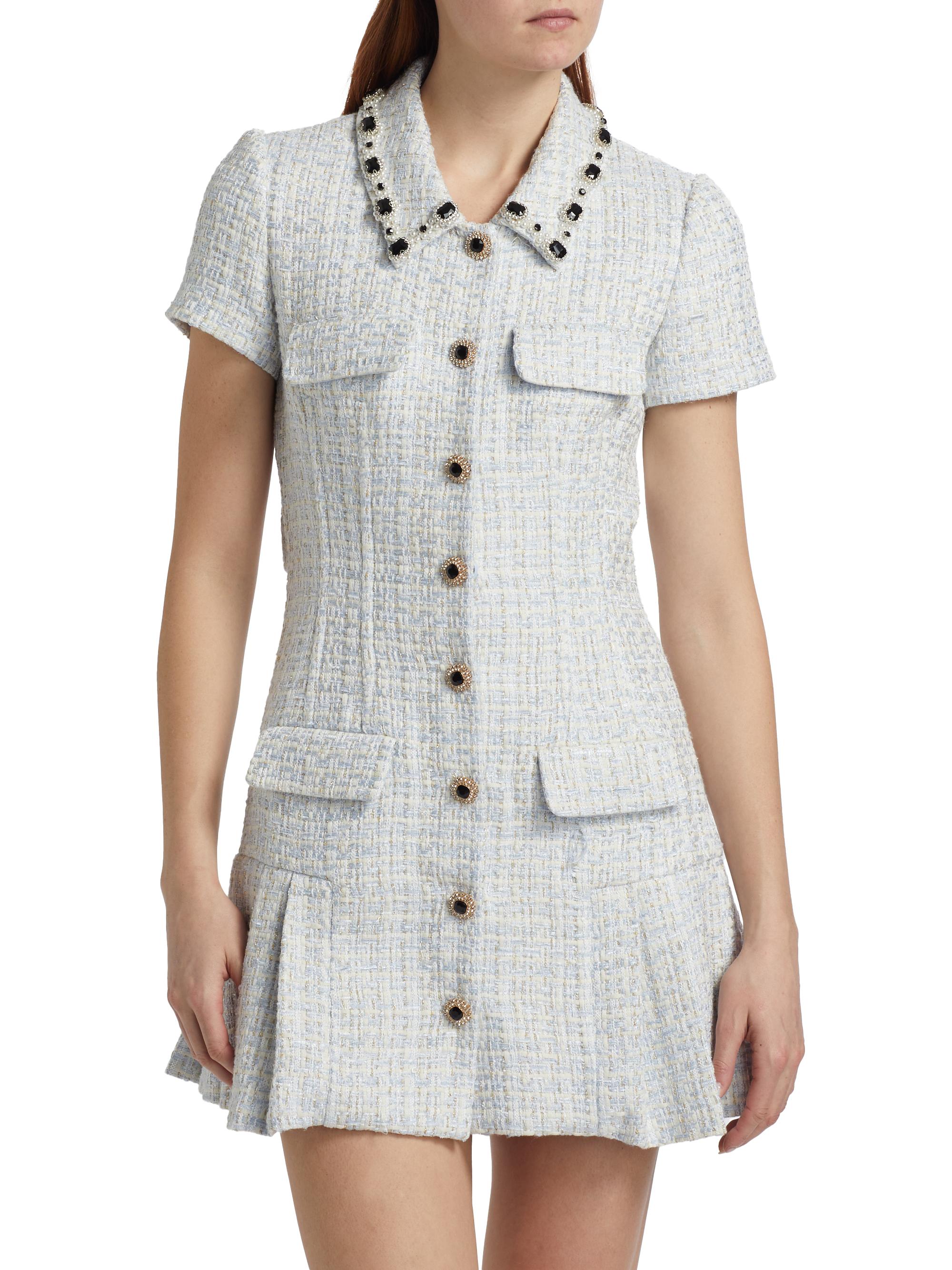 Diamanté-Embellished Bouclé Minidress