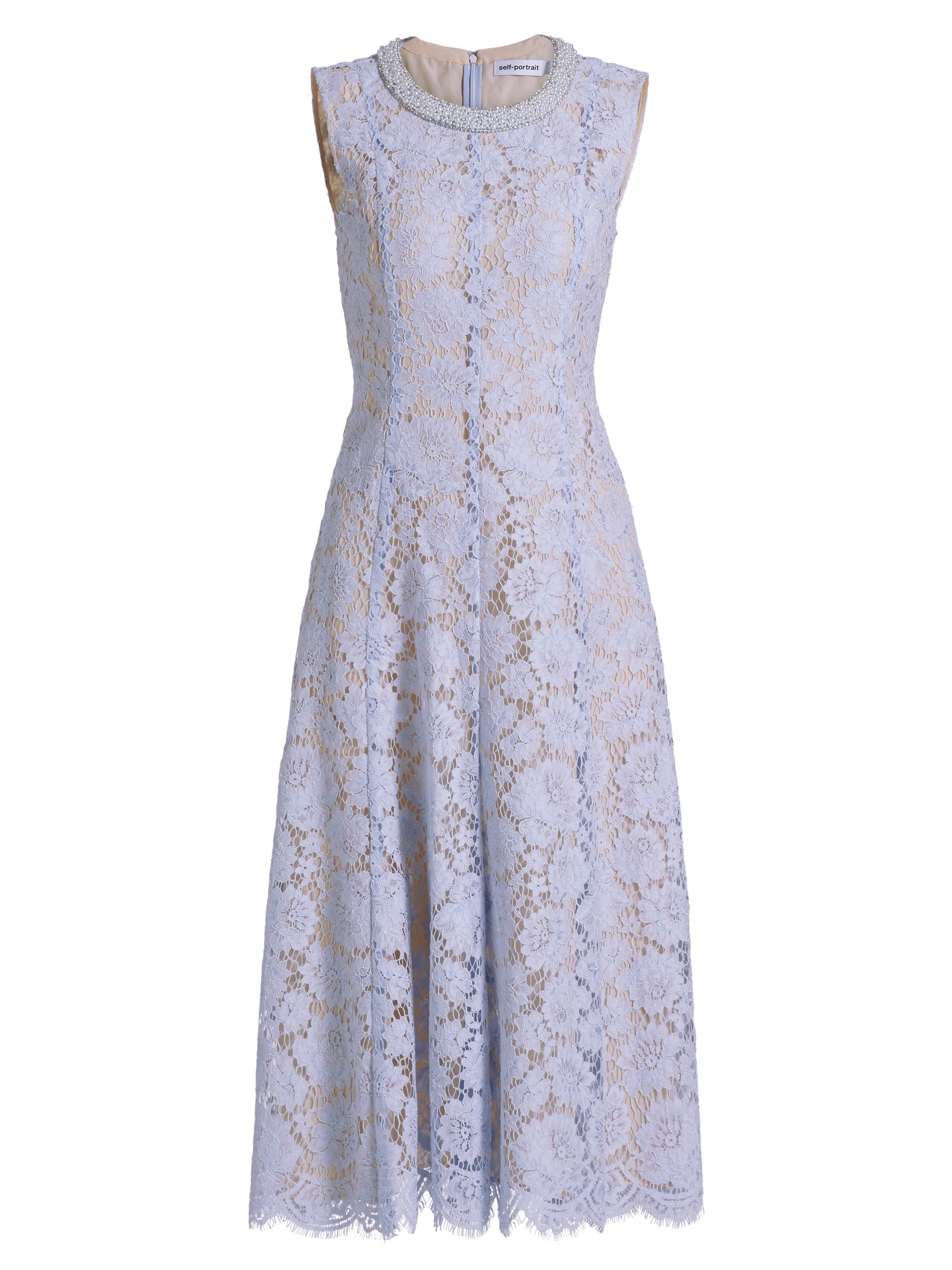 Self-Portrait Women's Pearl Lace Midi-Dress - Blue