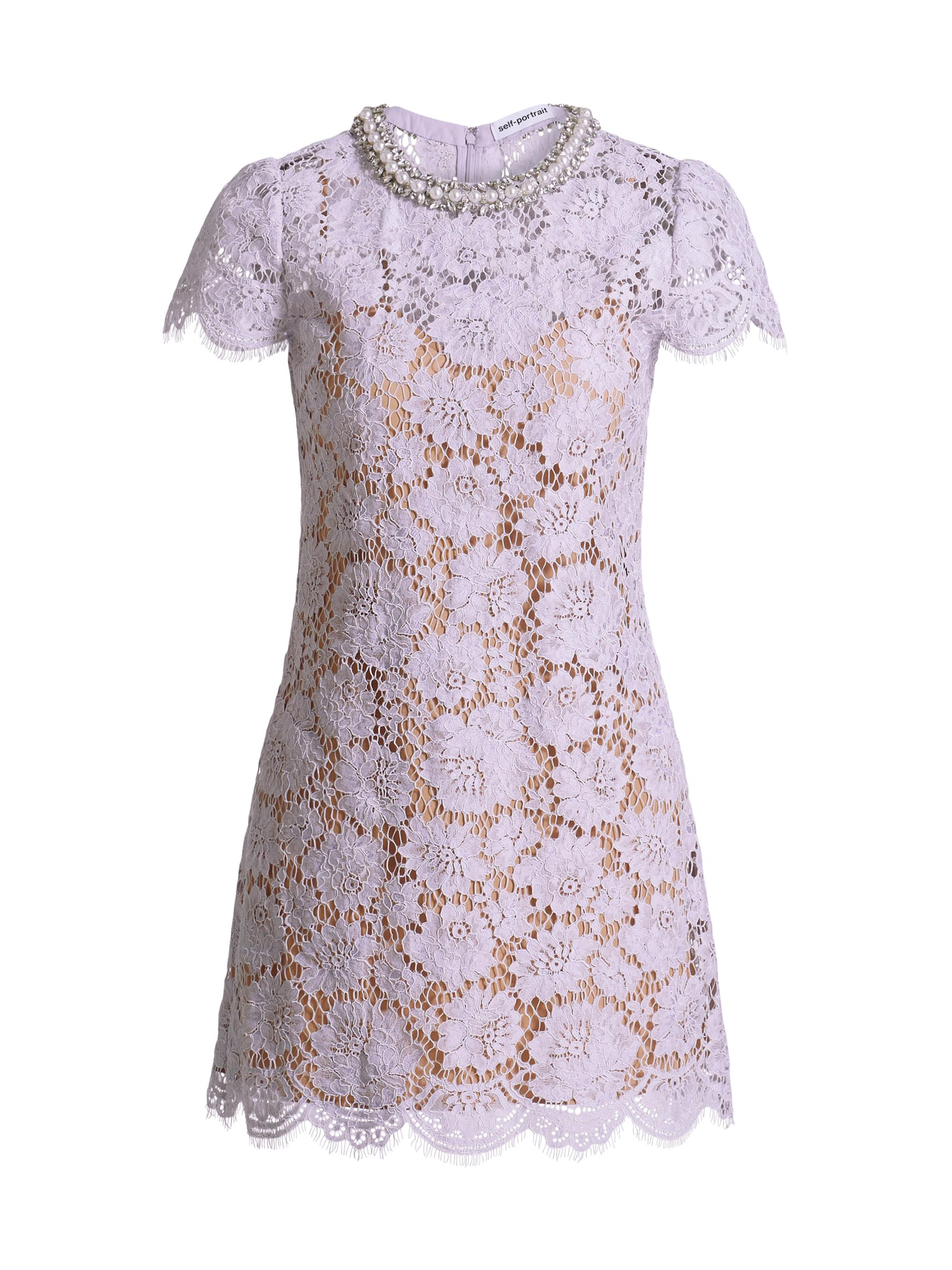 Self-Portrait Women's Embellished Lace A-Line Minidress - Lilac