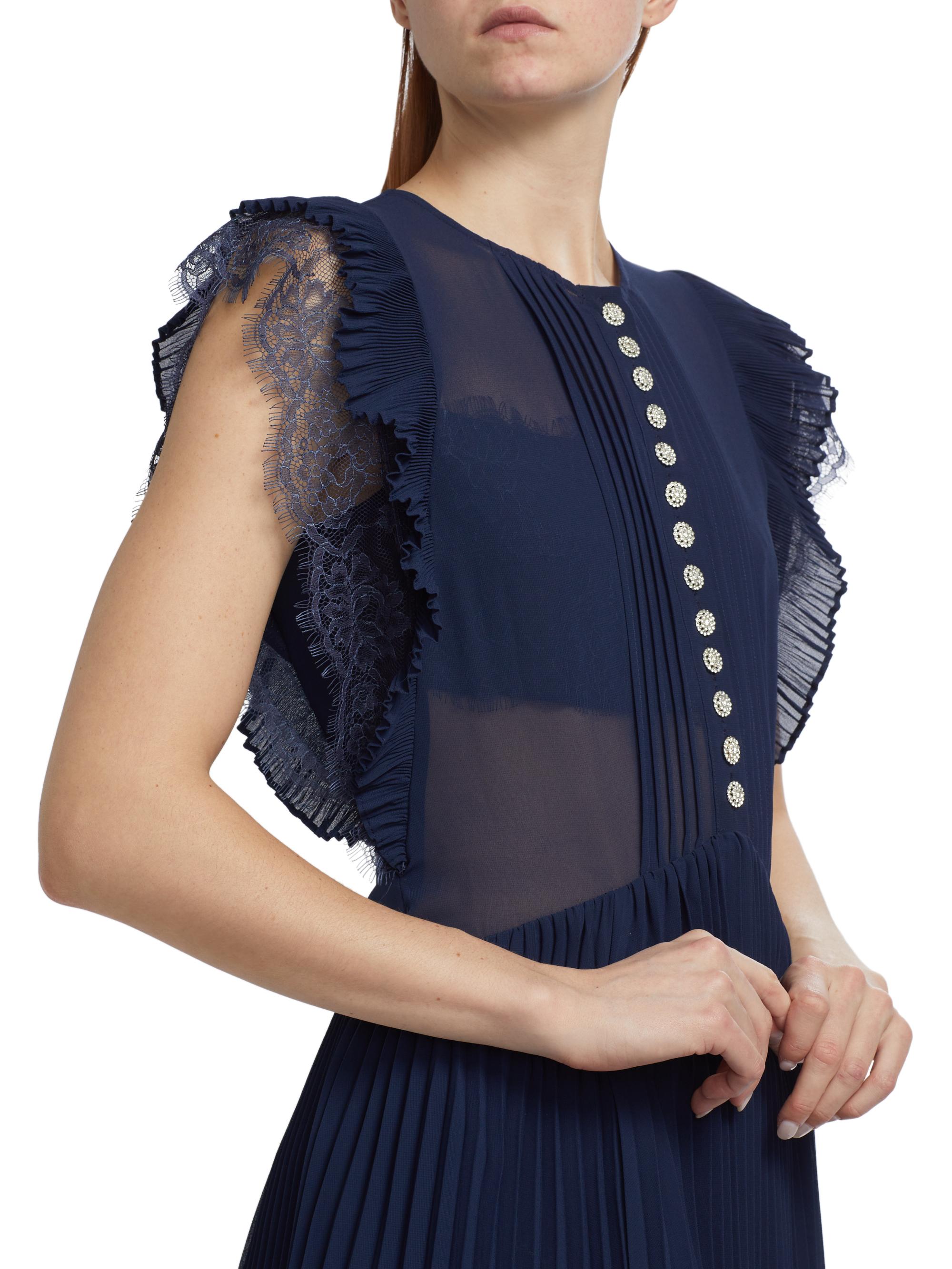 Self-Portrait Chiffon Ruffle A-Line Minidress | Saks Fifth Avenue
