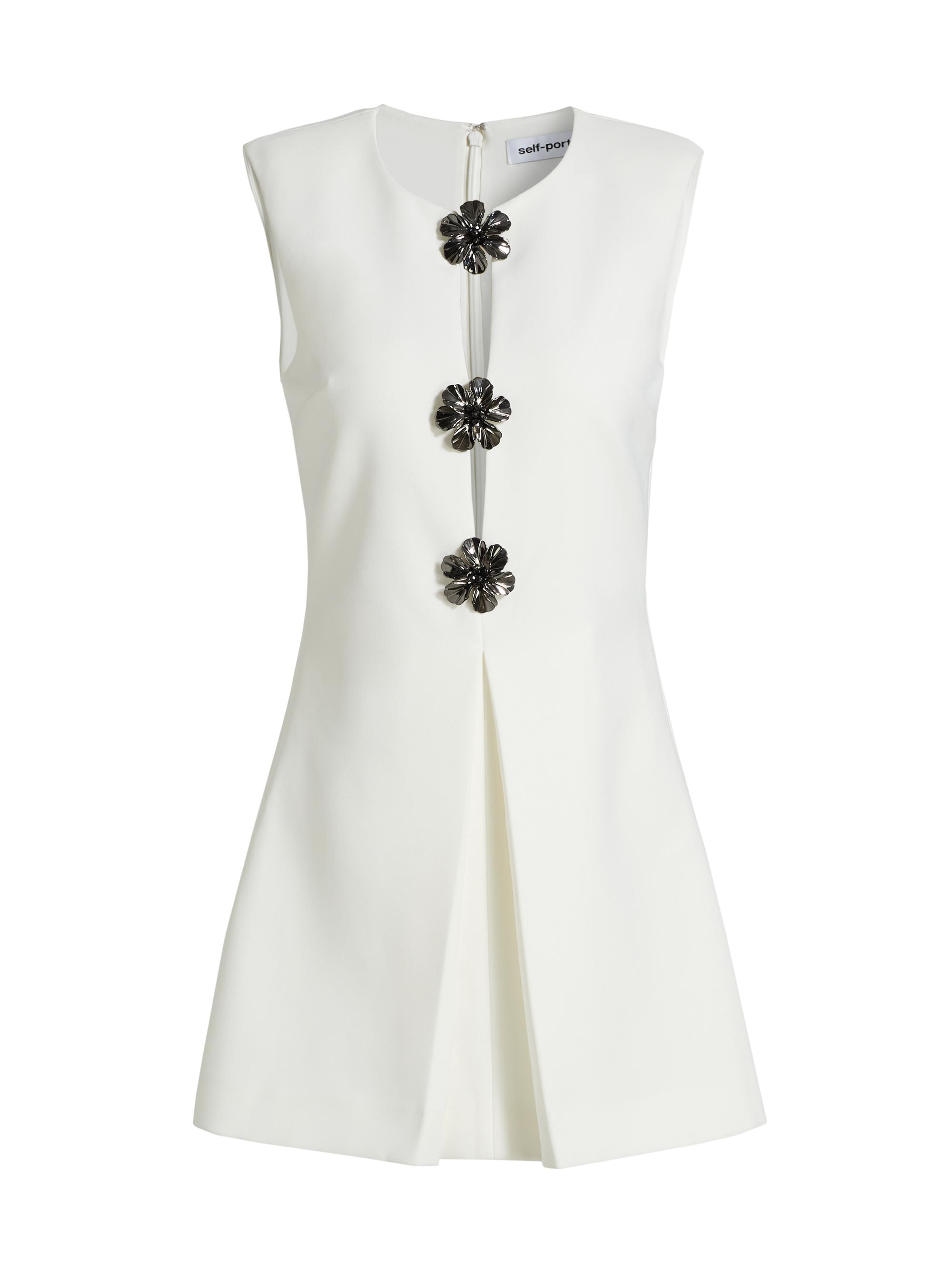 Self-Portrait Crepe Sleeveless A-Line Playsuit Saks Fifth Avenue