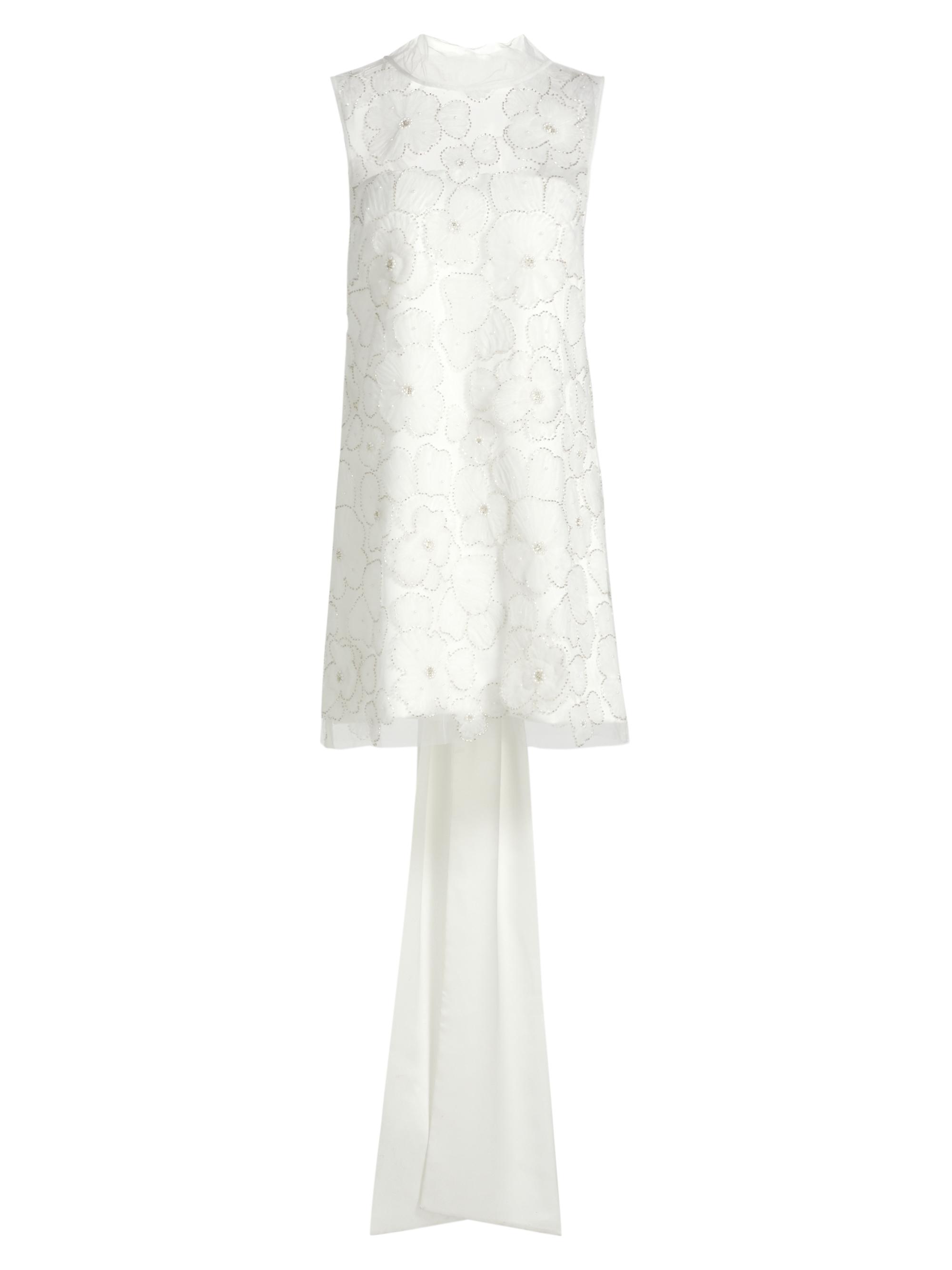 Self-Portrait Women's Embellished Tulle & Satin Bow Minidress - White