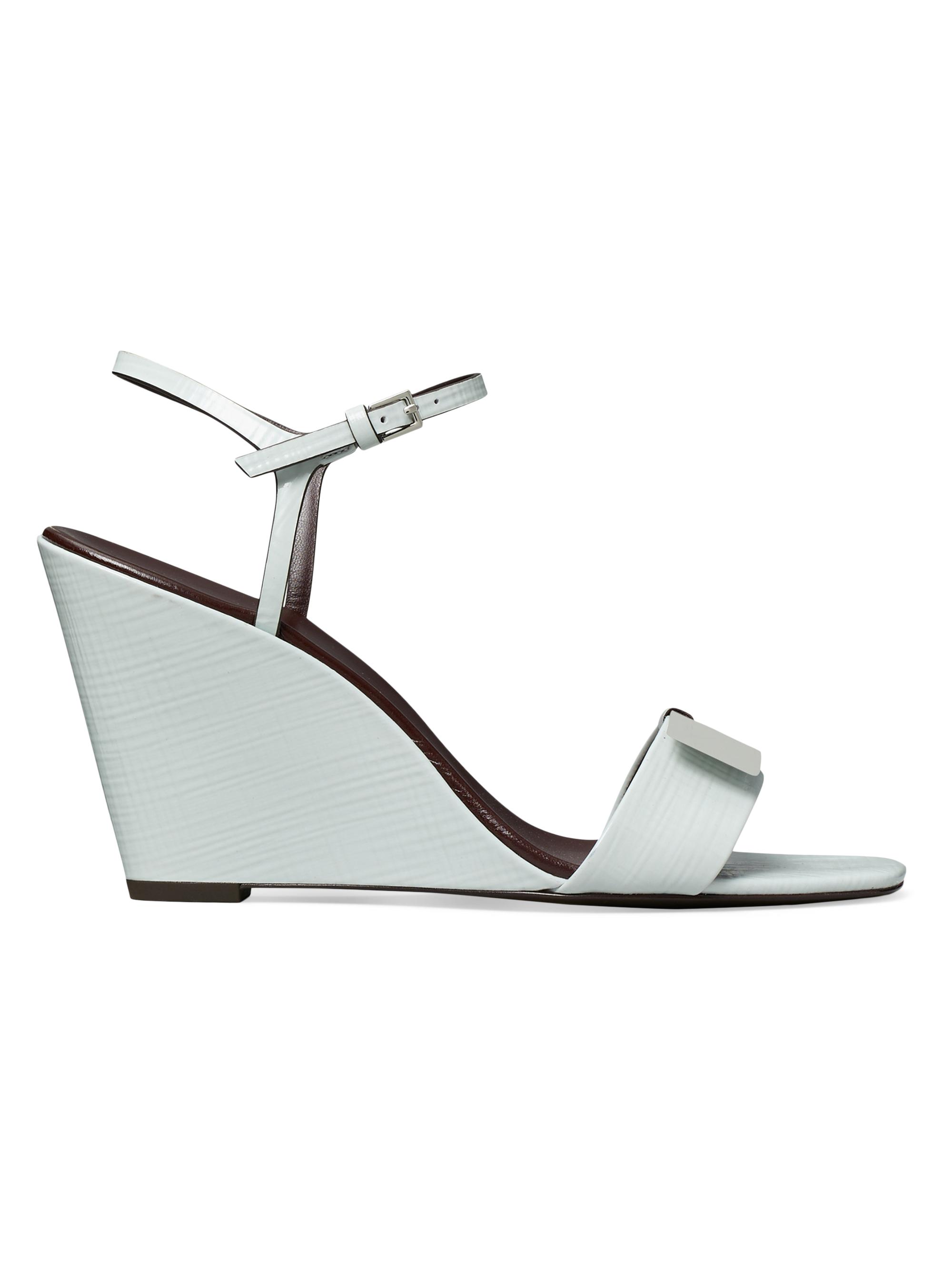 Tory Burch Women's Gigi 80MM Leather Wedge Sandals - Summit Silver