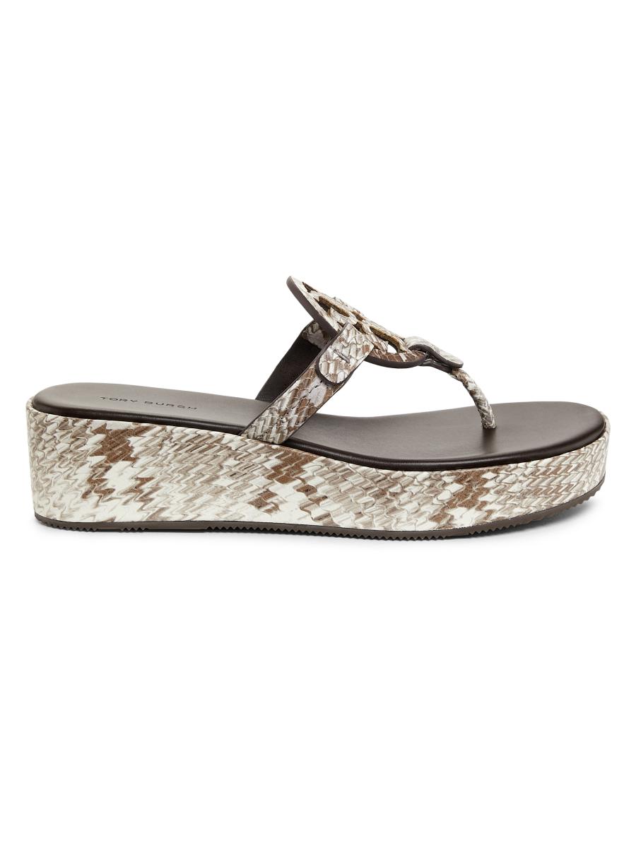 Tory Burch Miller Logo 25MM Wedge Sandals | Saks Fifth Avenue