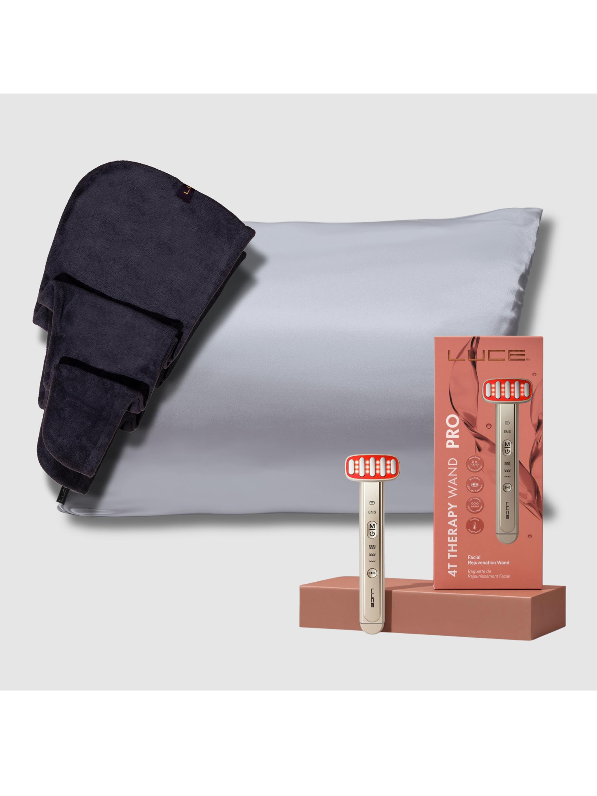 Luce The Radiant Revive Trio - Microcurrent Device Plus Satin Pillowcase and Headwrap - Grey