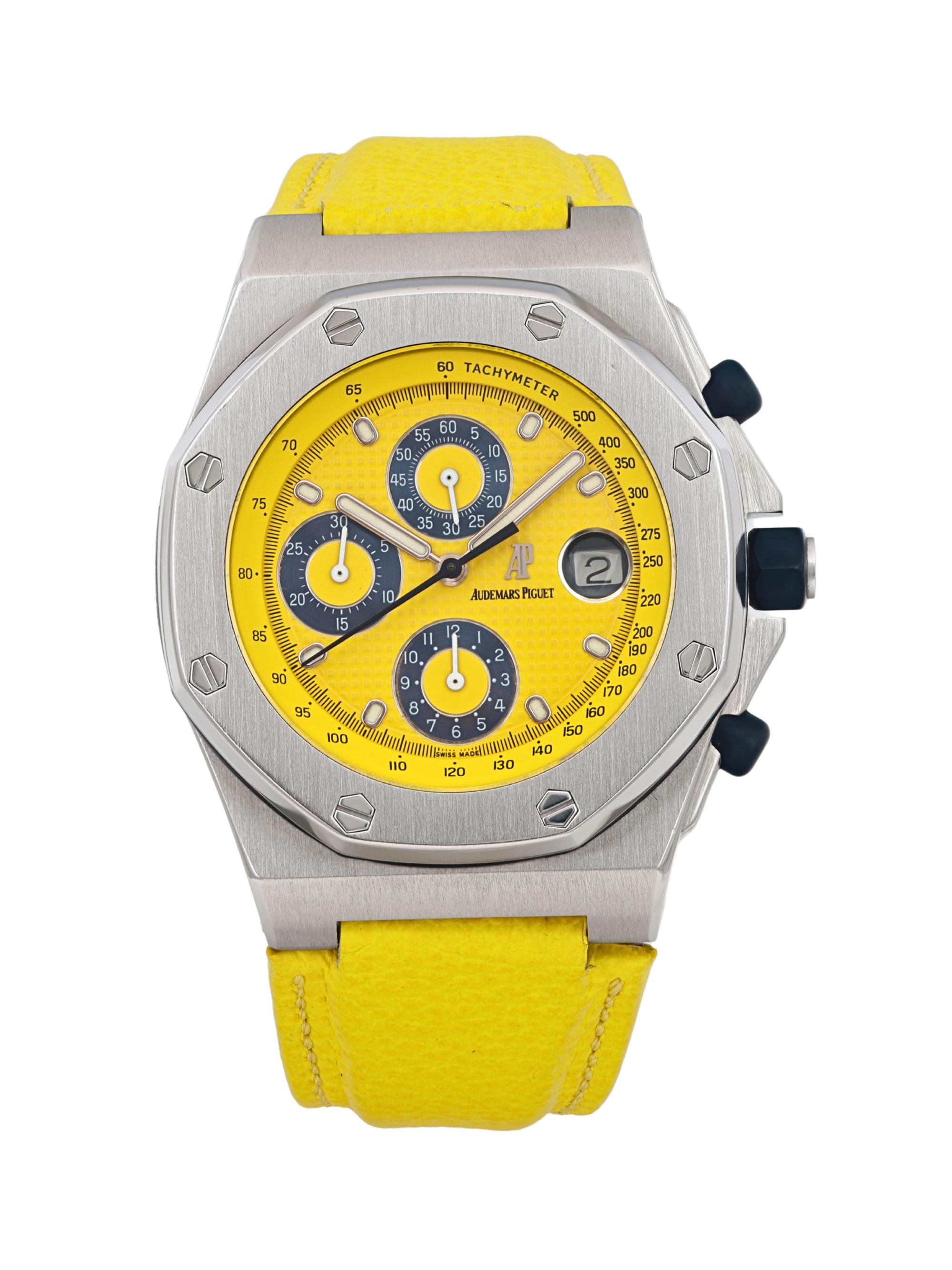 Audemars Piguet Men's Pre-Owned Royal Oak Offshore 42mm Steel Yellow Dial, Automatic Watch - Yellow
