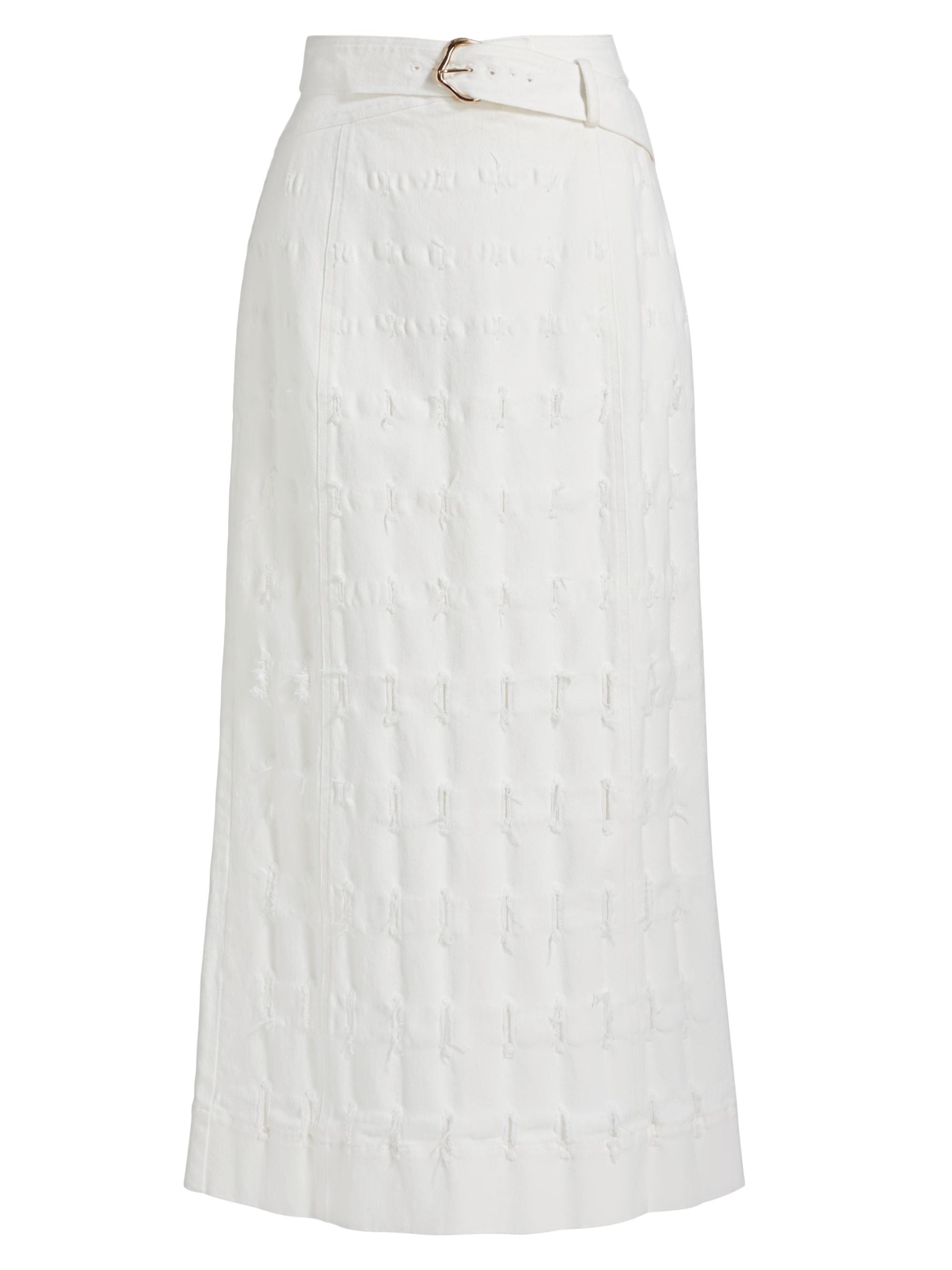 Amur Women's Jay Textured Cotton Twill Midi-Skirt - Sea Salt