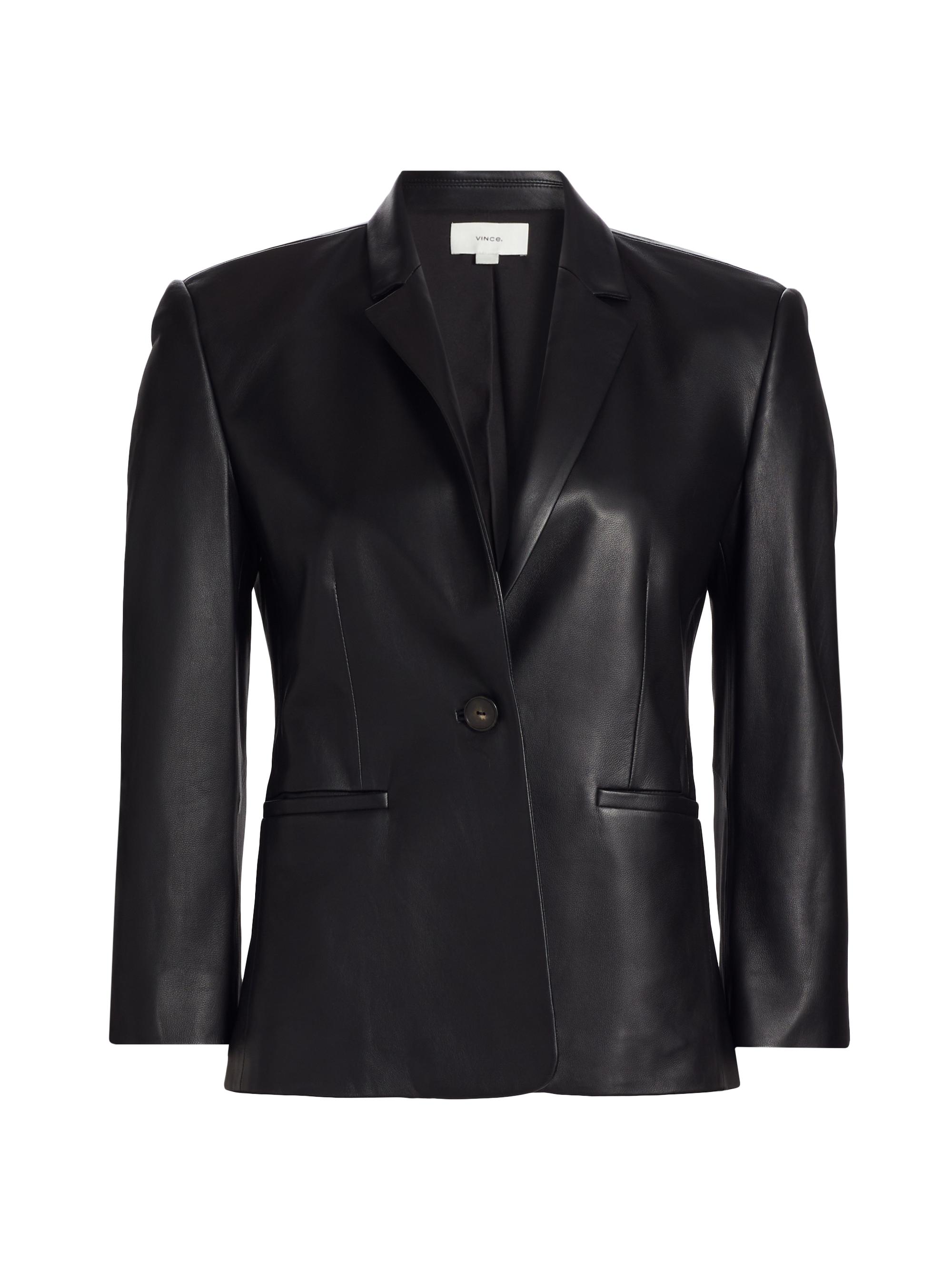 Vince Women's Leather Shrunken Blazer - Black