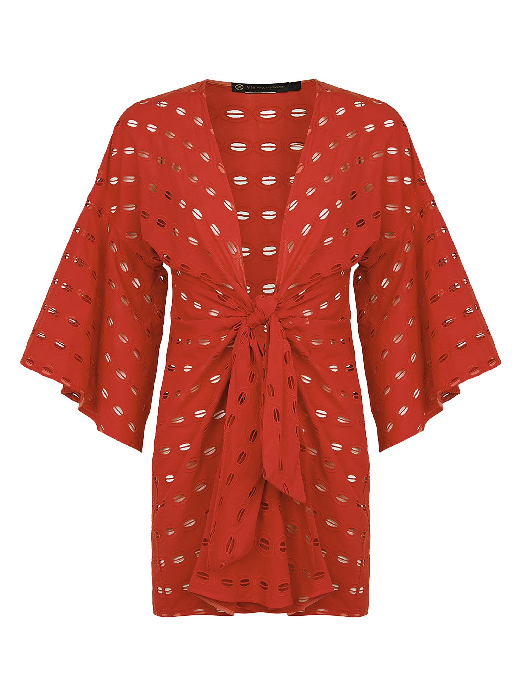 ViX by Paula Hermanny Women's Eyelet Perola Short Cover-Up - Red