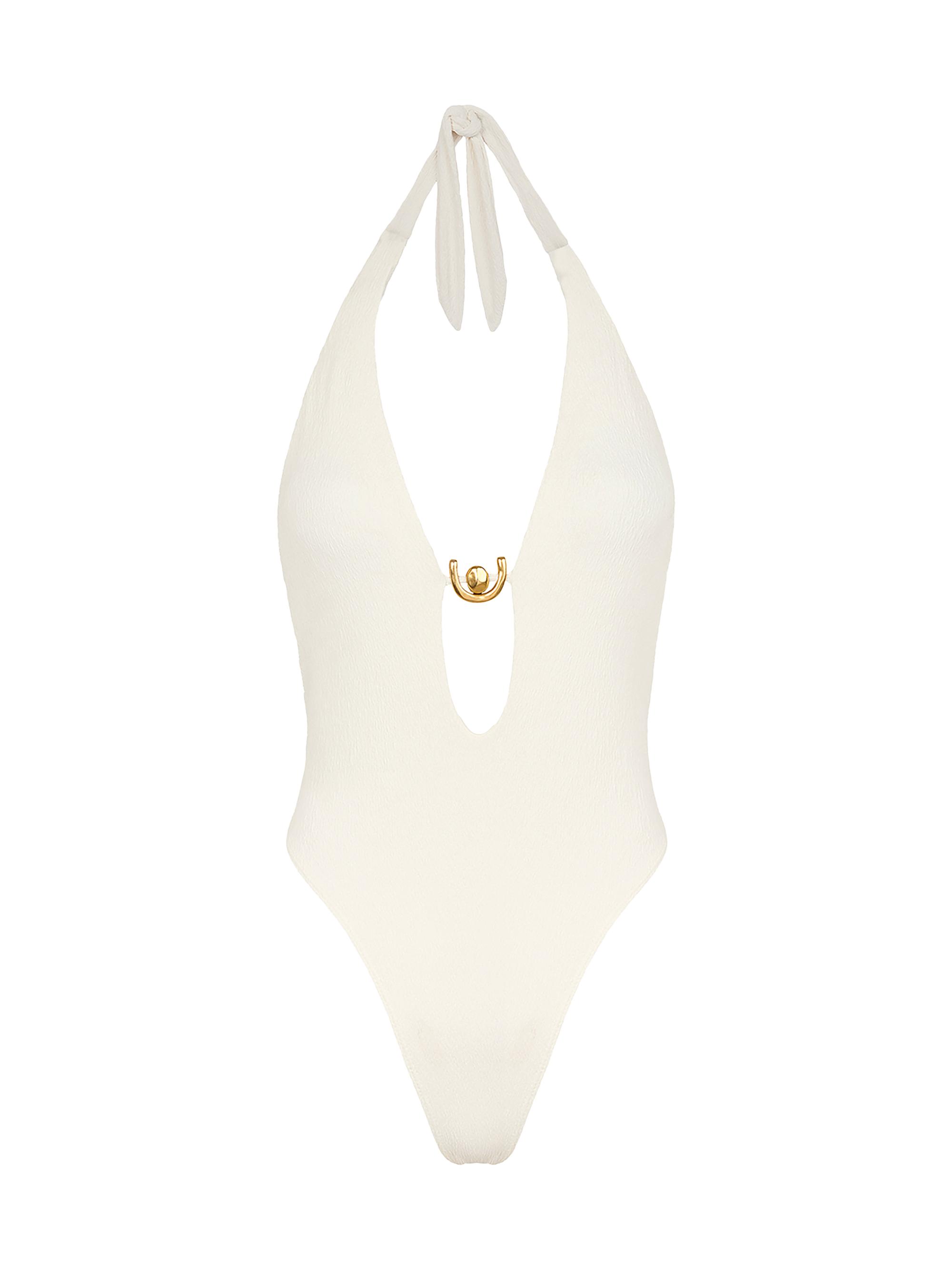 ViX by Paula Hermanny Women's Sea Wanderer Firenze Kori Halterneck One-Piece Swimsuit - White