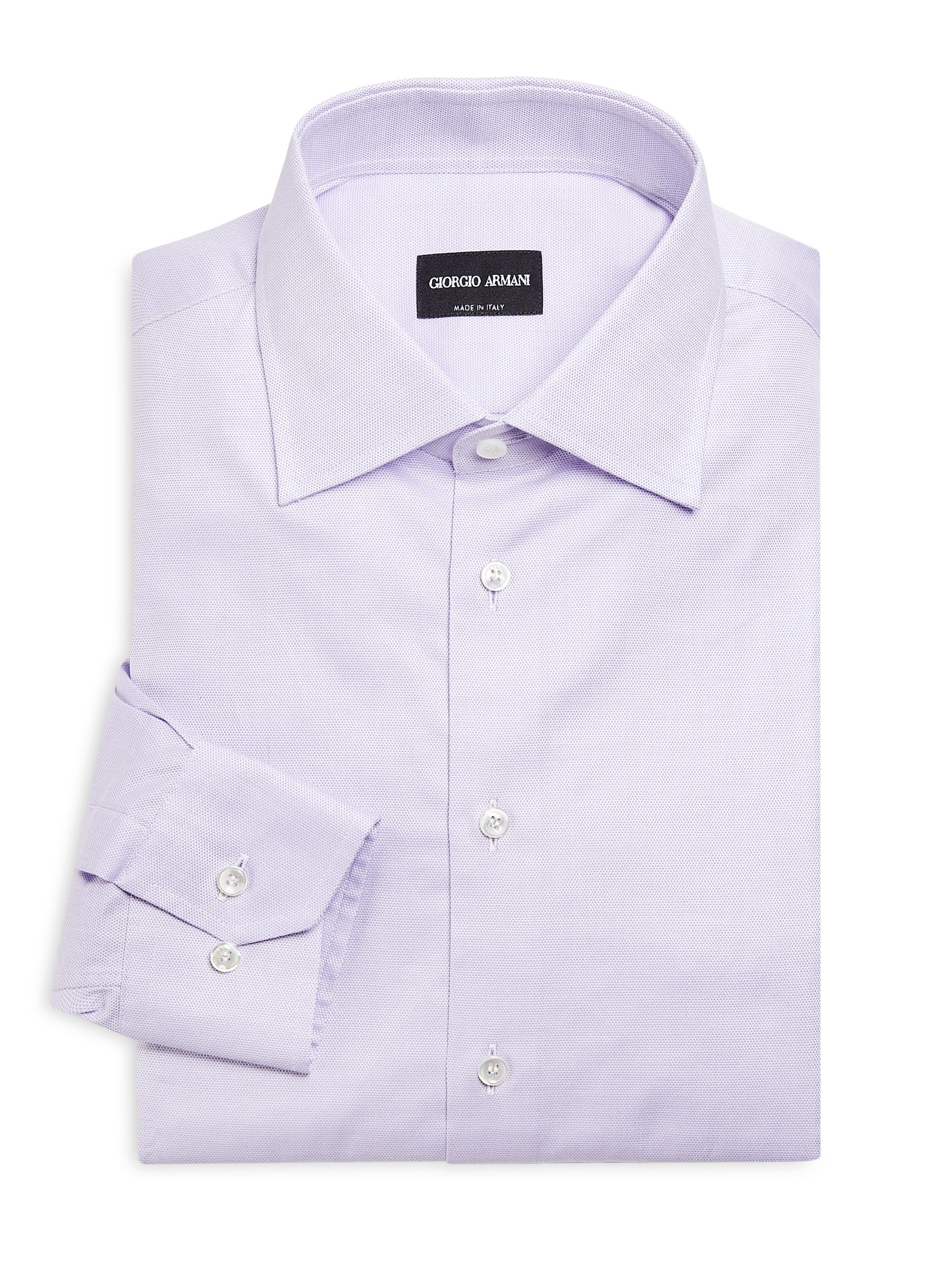 Giorgio Armani Men's Basic Pin Dot Cotton Shirt - Lilac