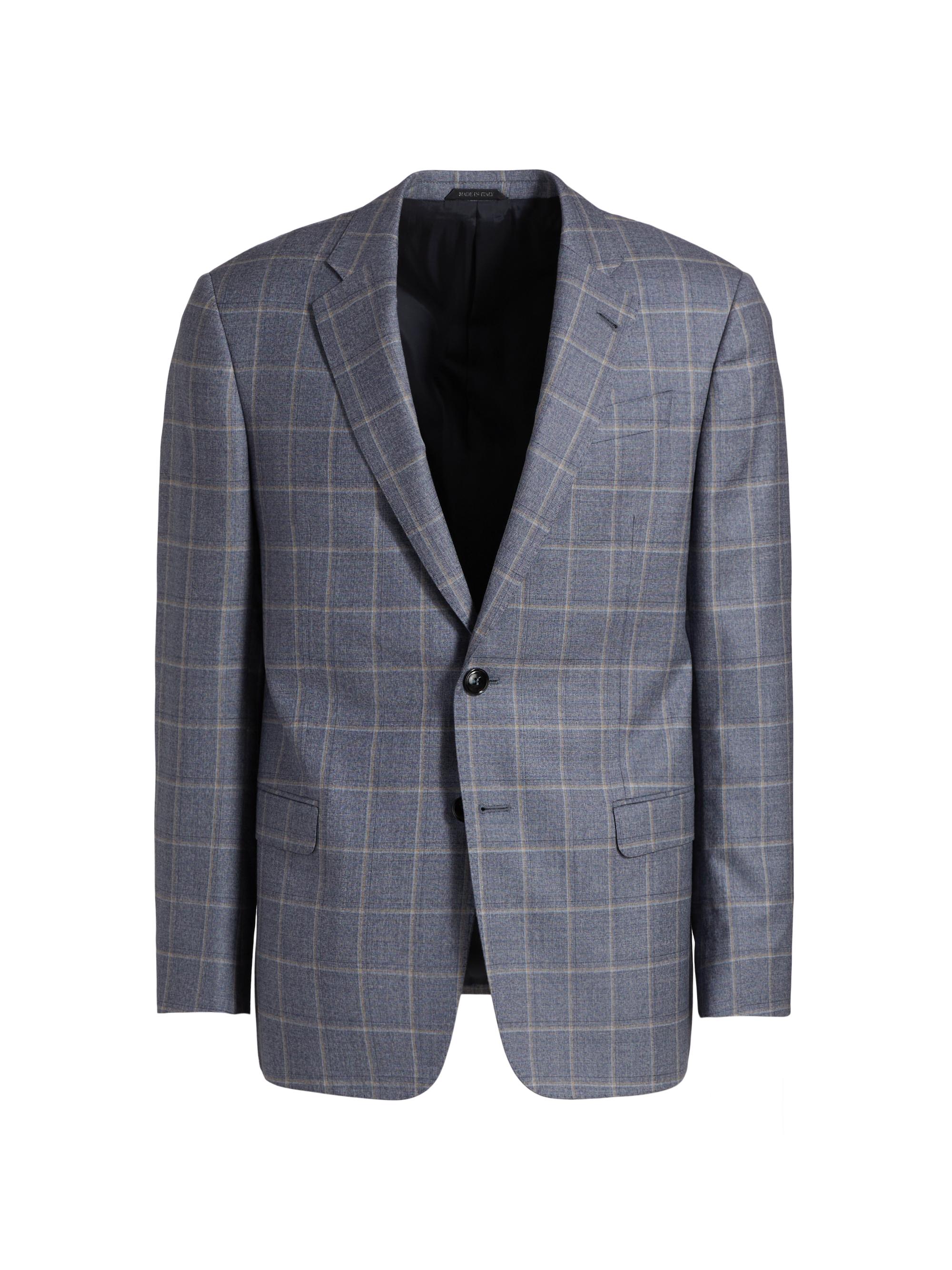 Giorgio Armani Men's Windowpane Plaid Wool Sport Coat - Blue Tan