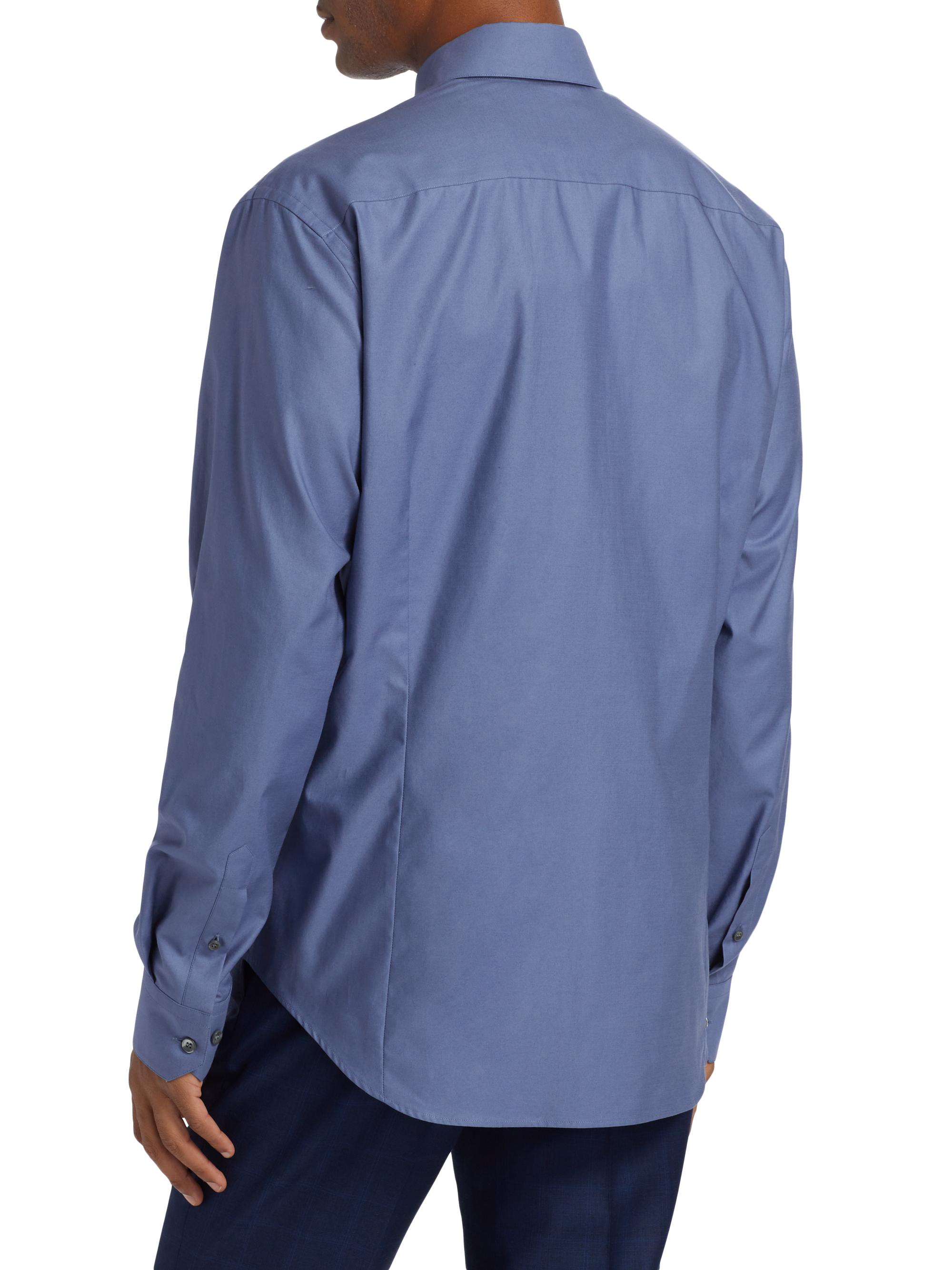 Giorgio Armani Men's Shiny Cotton Button-Front Shirt - Blue | Thumbnail 5