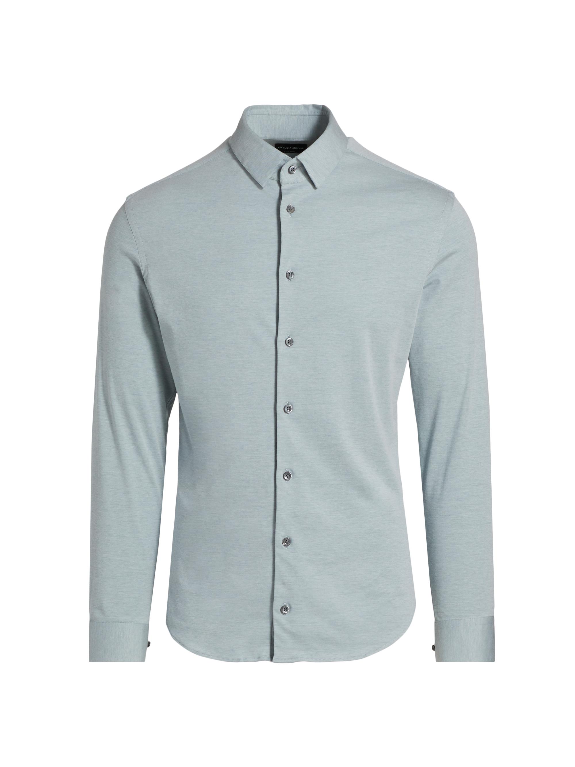 Giorgio Armani Men's Jersey Button-Front Shirt - Grey