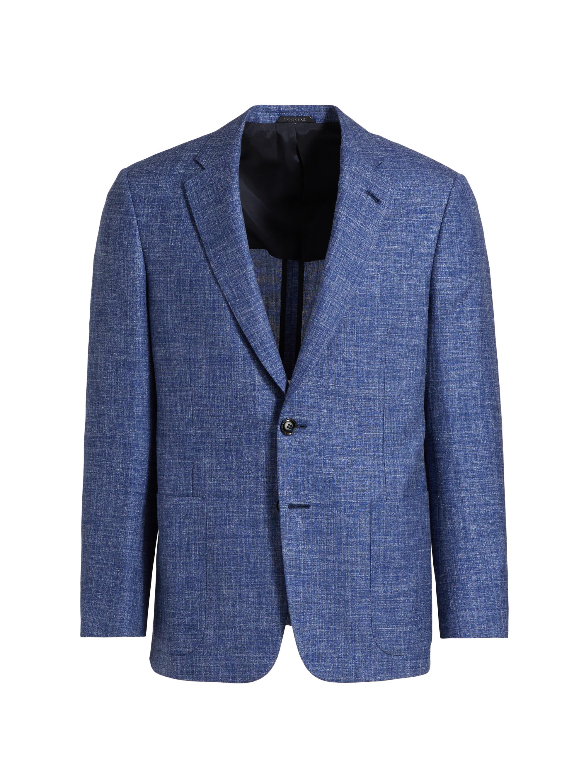 Giorgio Armani Men's Crosshatch Wool-Blend Suit Jacket - Blue