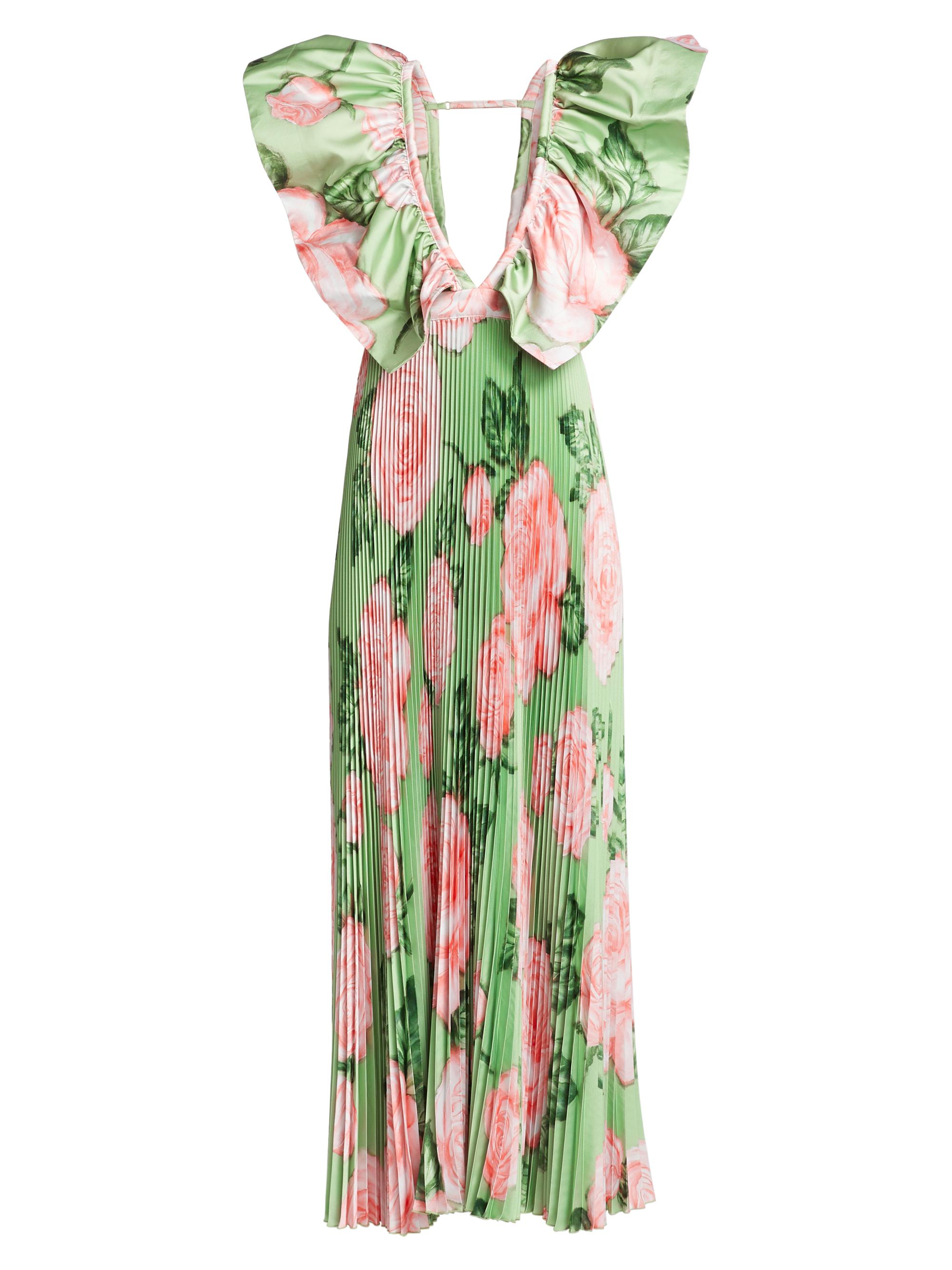 L'Idée Women's Ventoux Floral Pleated Gown - Fleur Rose