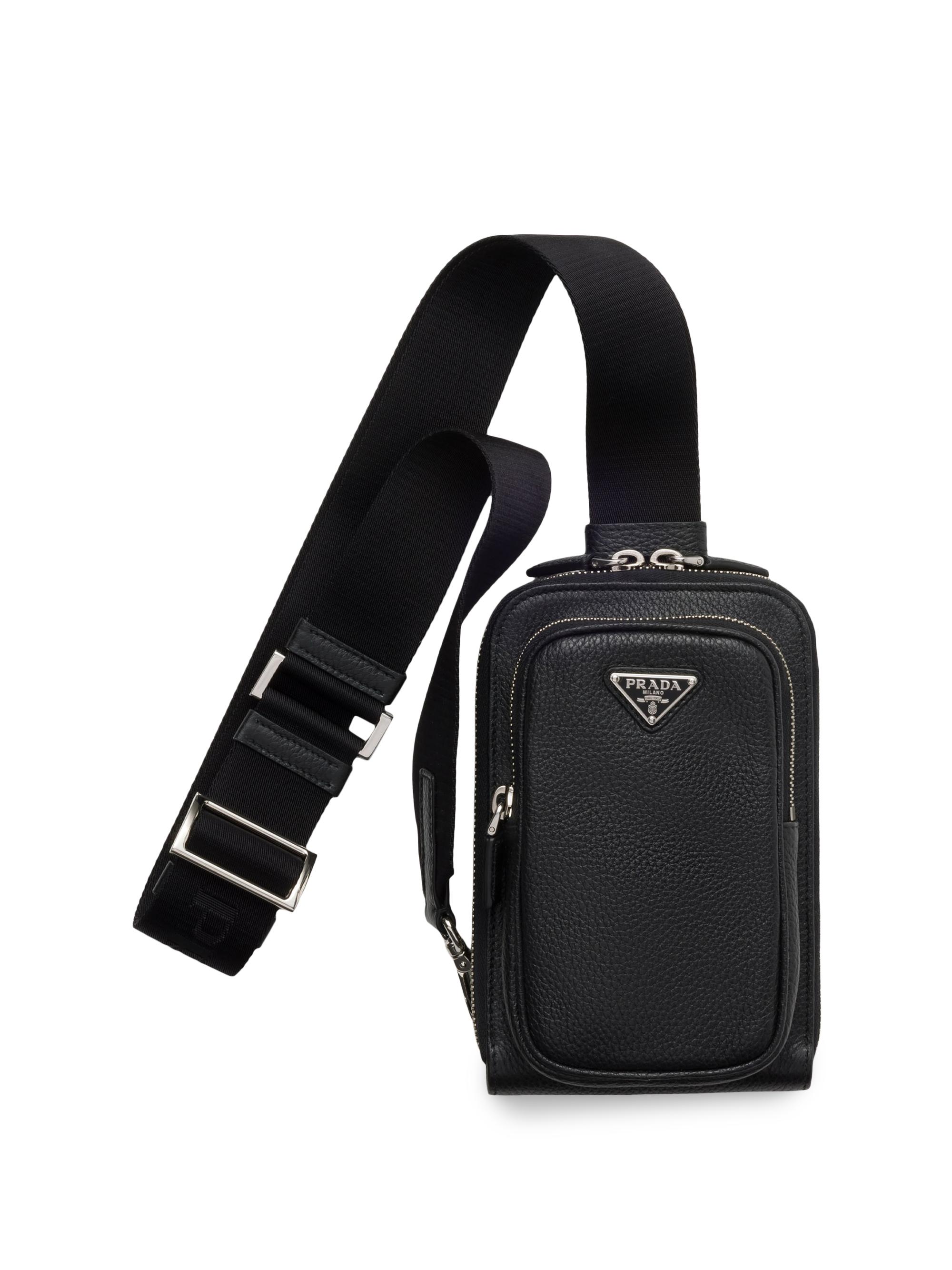 Prada Men's Leather Smartphone Case - Black