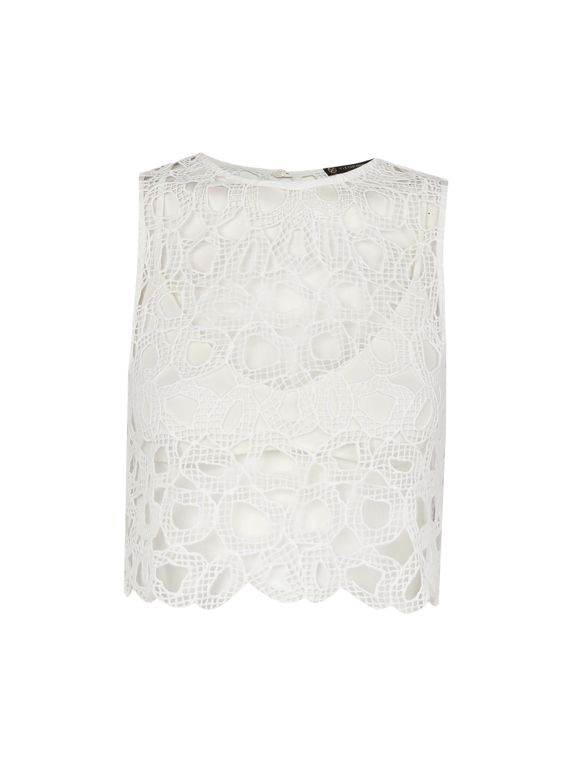 ViX by Paula Hermanny Women's Sea Wanderer Joelle Eyelet Crop Blouse - White