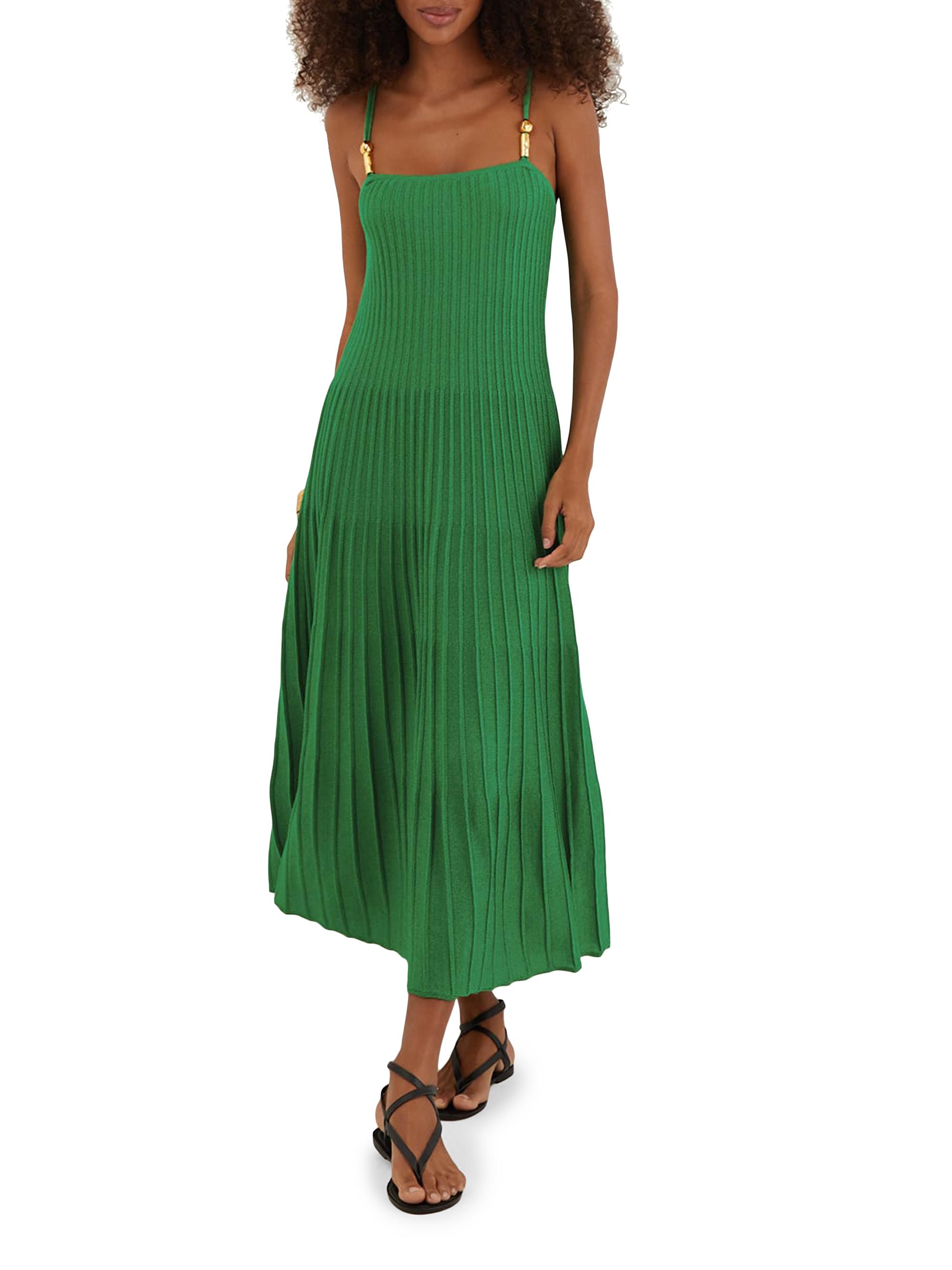 ViX by Paula Hermanny Women's Sea Wanderer Bruna Knit Maxi Dress - Green