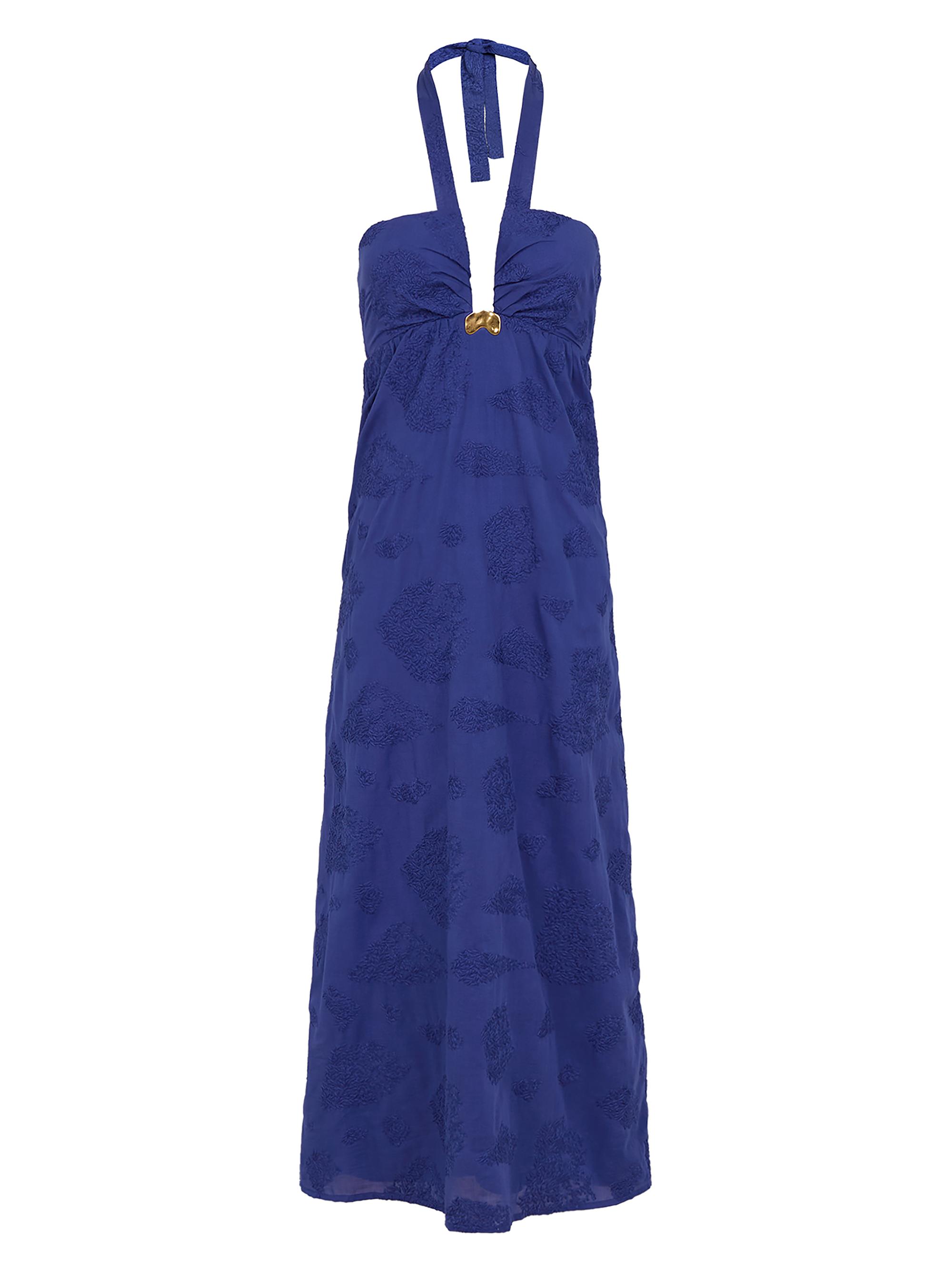 ViX by Paula Hermanny Women's Sea Wanderer Pietra Plunging Halter Maxi Dress - Blue