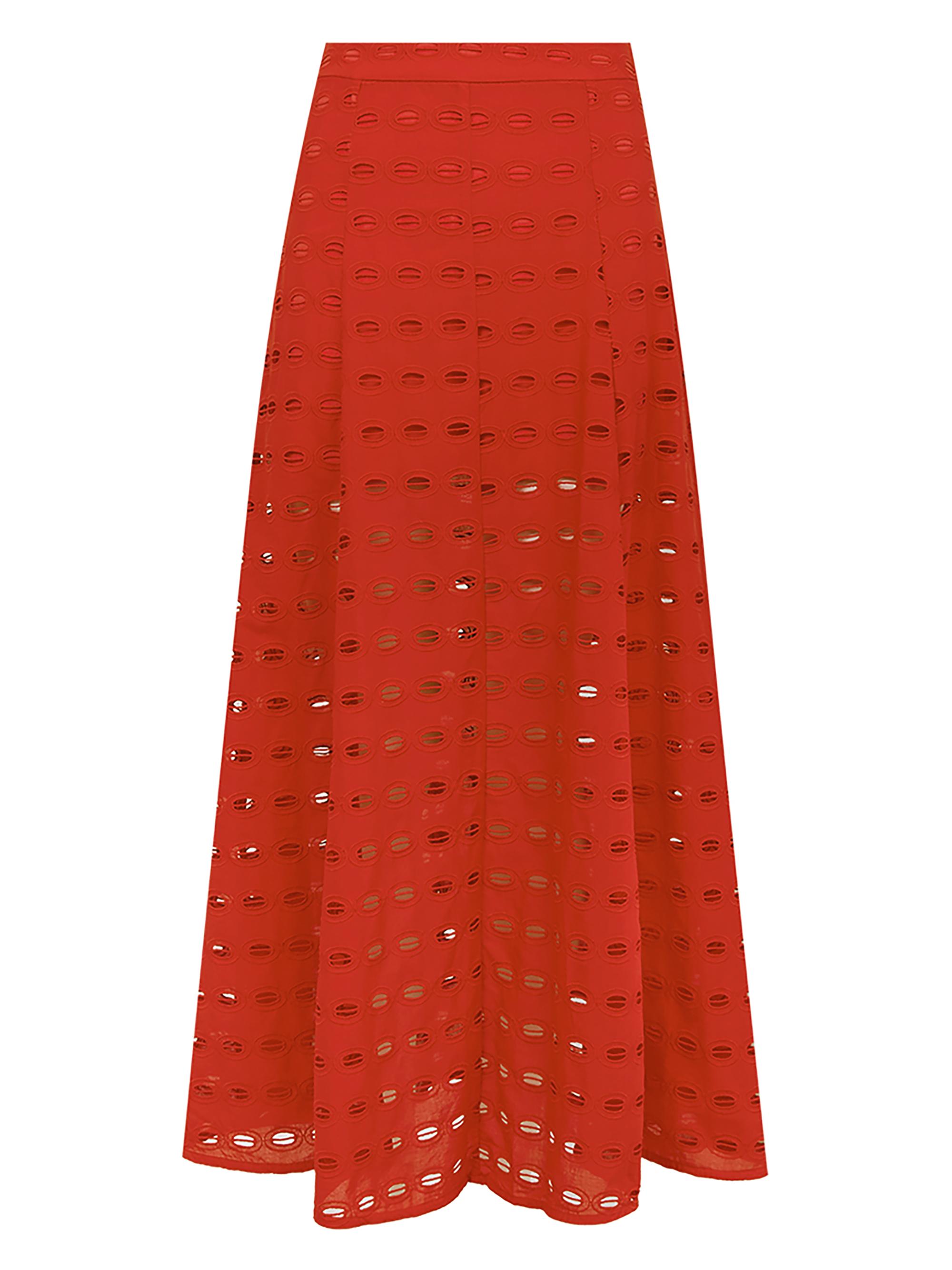 ViX by Paula Hermanny Women's Sea Wanderer Bea Eyelet Maxi Skirt - Red