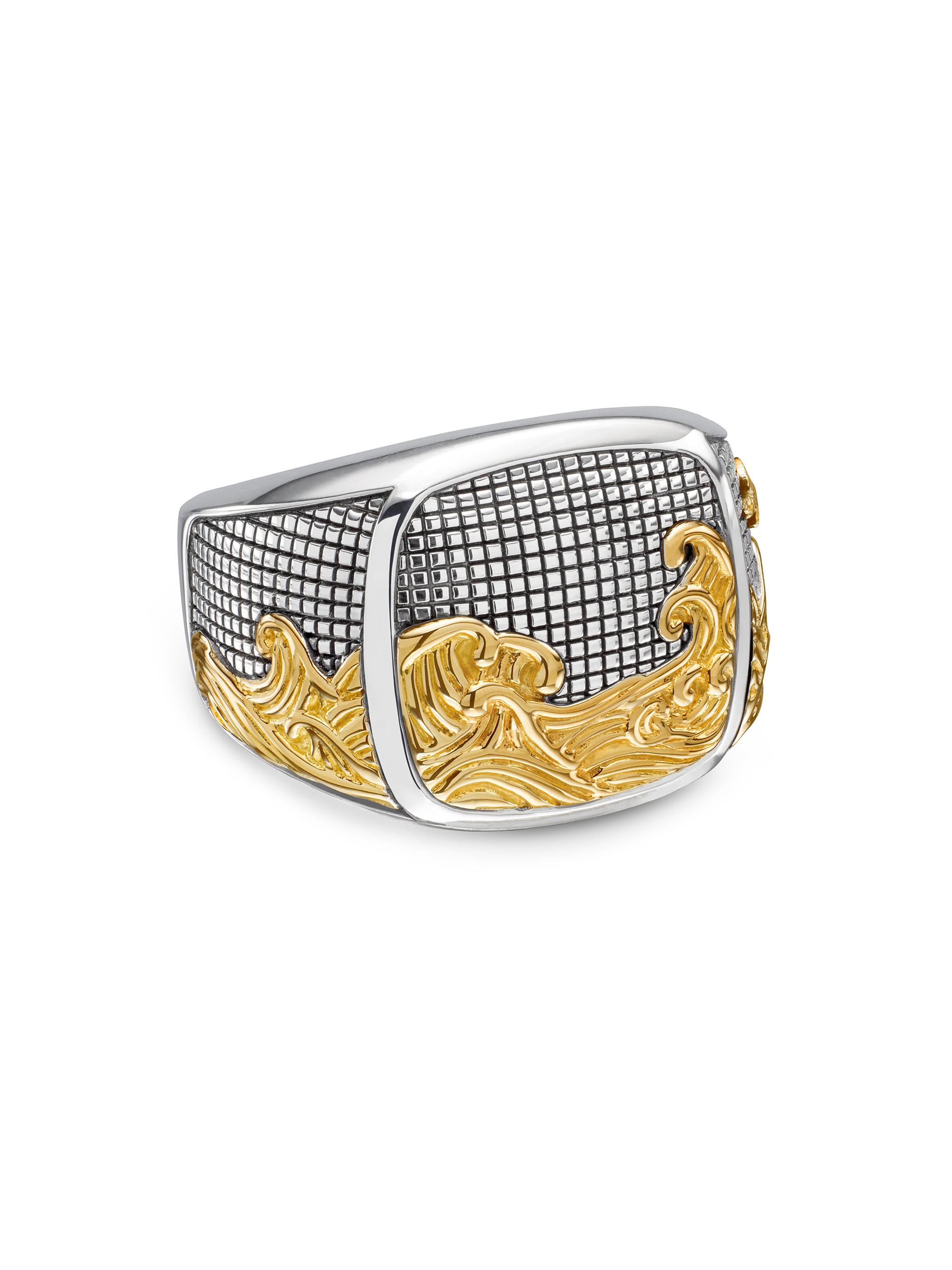 David Yurman Men's Waves Signet Ring in Sterling Silver - Silver