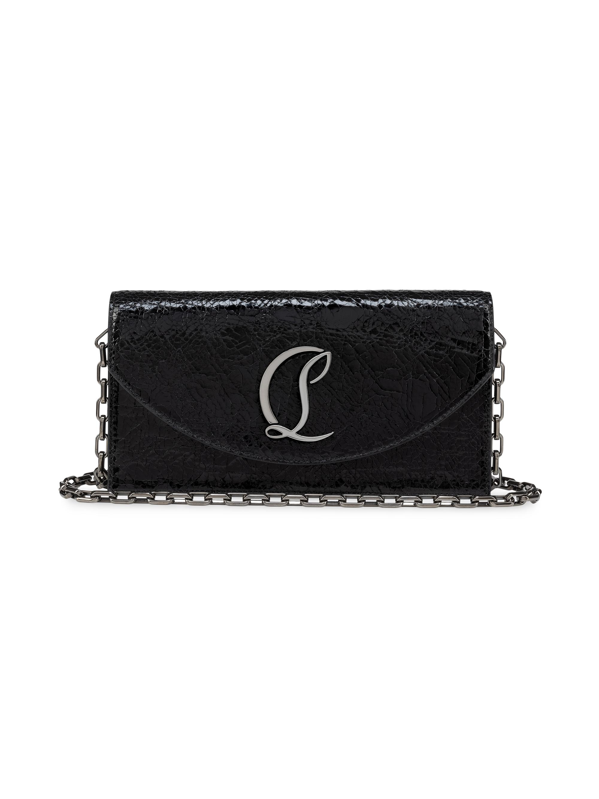 Christian Louboutin Women's Loubi54 Crinkled Patent Leather Clutch - Black
