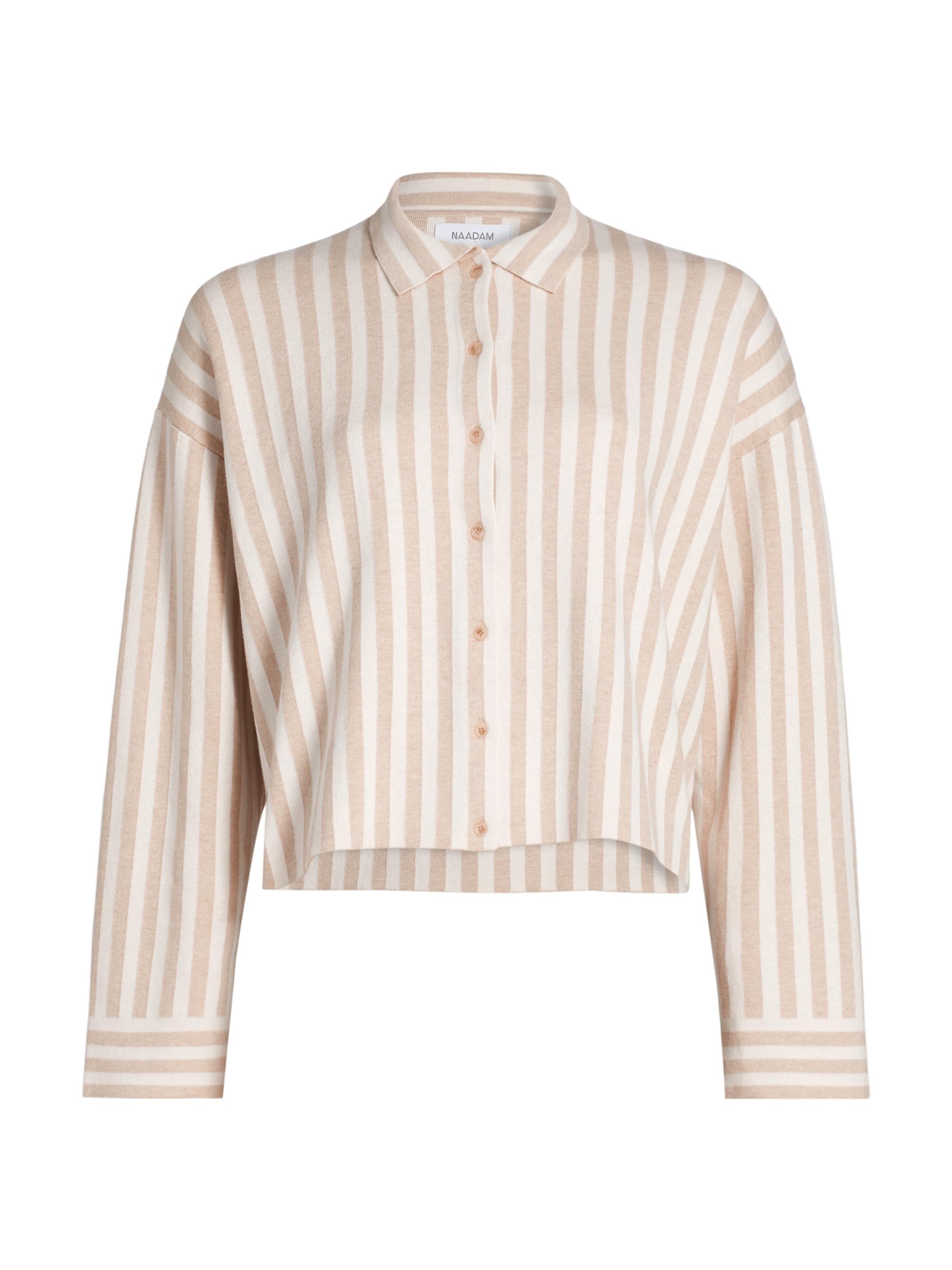 Naadam Women's Striped Cotton-Silk Button-Up Shirt - Beige Combo