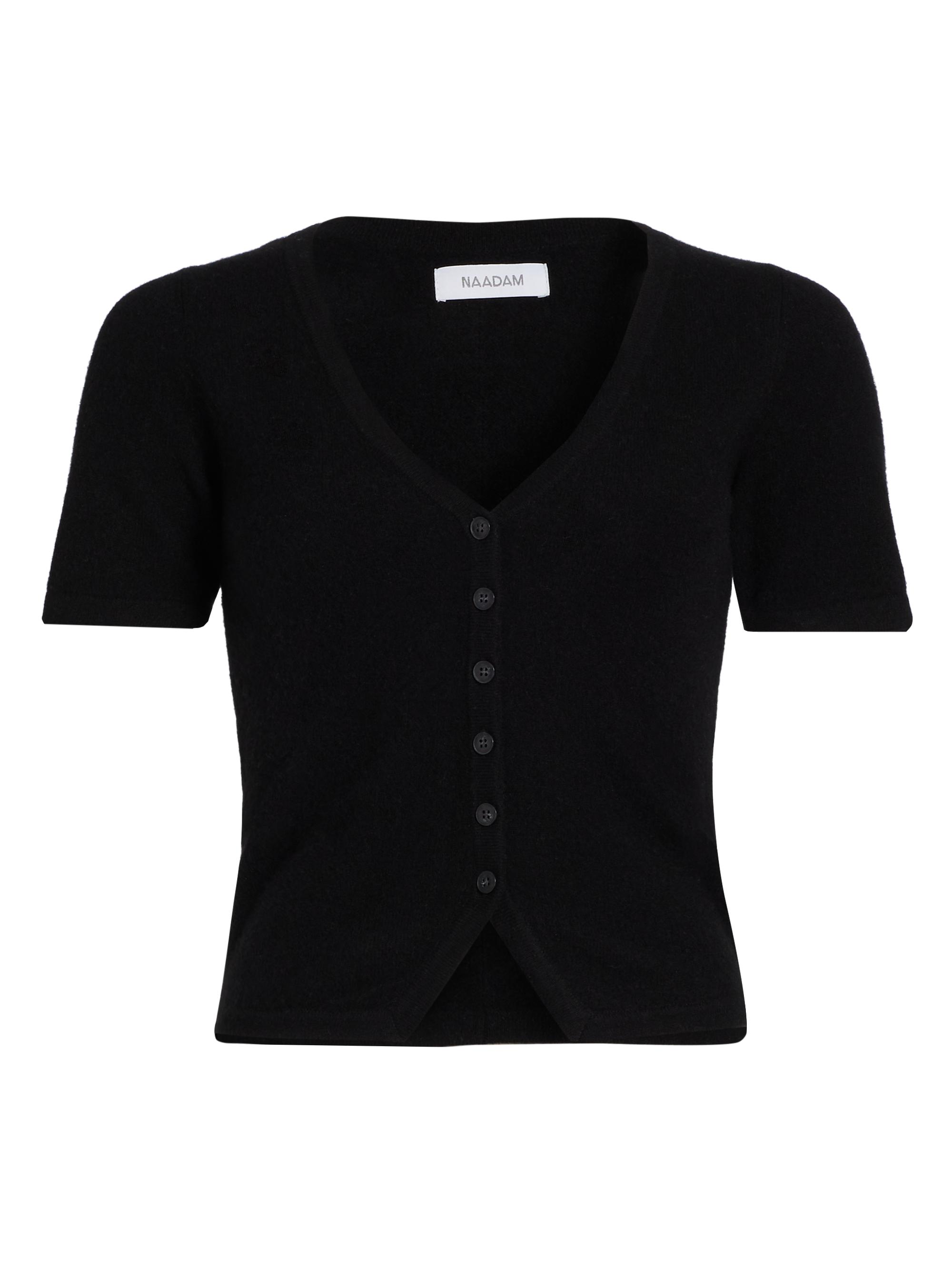 Naadam Women's Cashmere Short-Sleeve Cardigan - Black