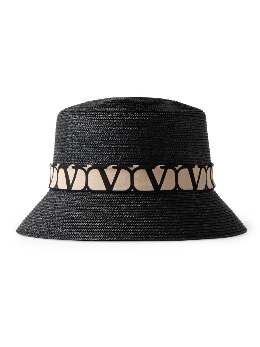 【関税&送料込】Valentino Garavani Straw Valentino Garavani Valentino Garavani Straw Bucket Hat with Toile Iconography