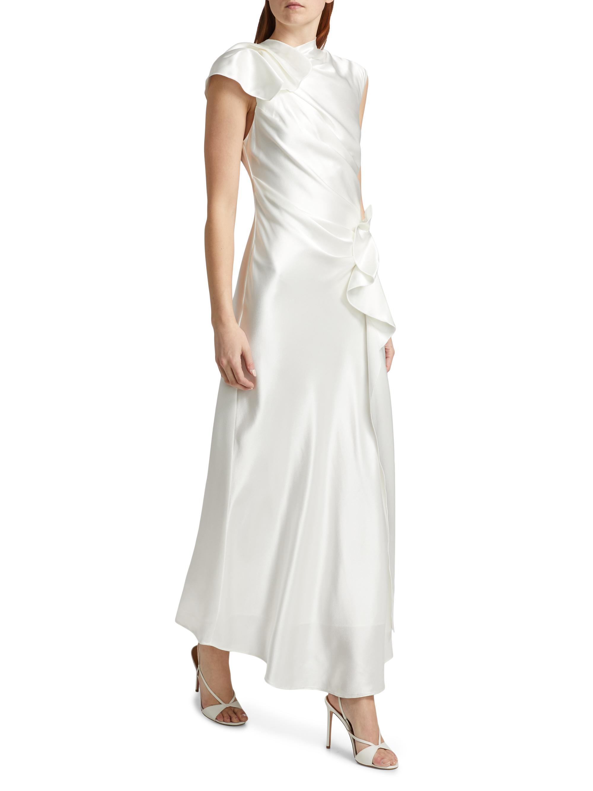 acler ramshaw draped satin midi dress Ramshaw Metallic Pleated Satin Gown (Women)