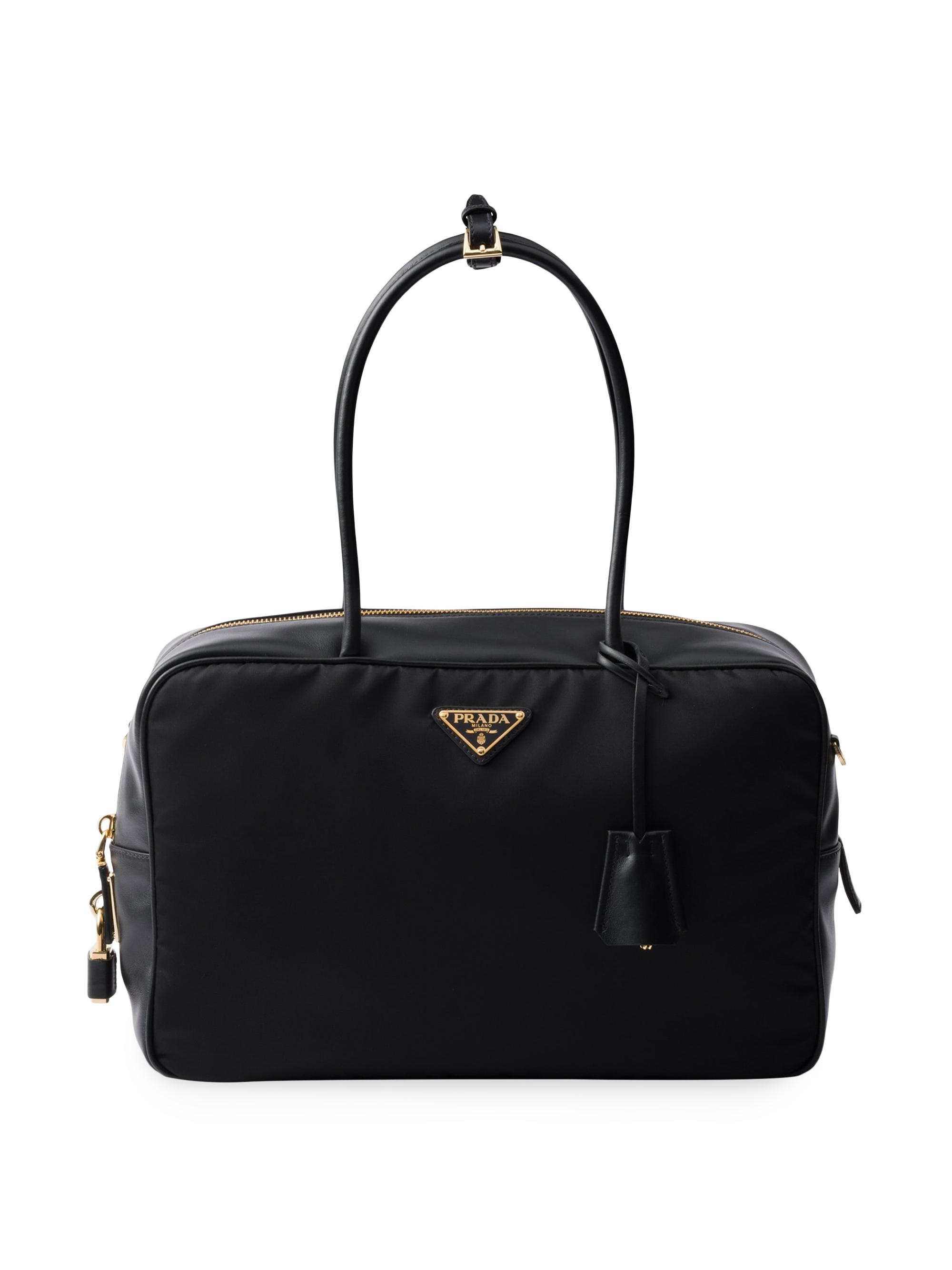 Prada Women's  Re-Nylon and Leather Top Handle Bag - Black