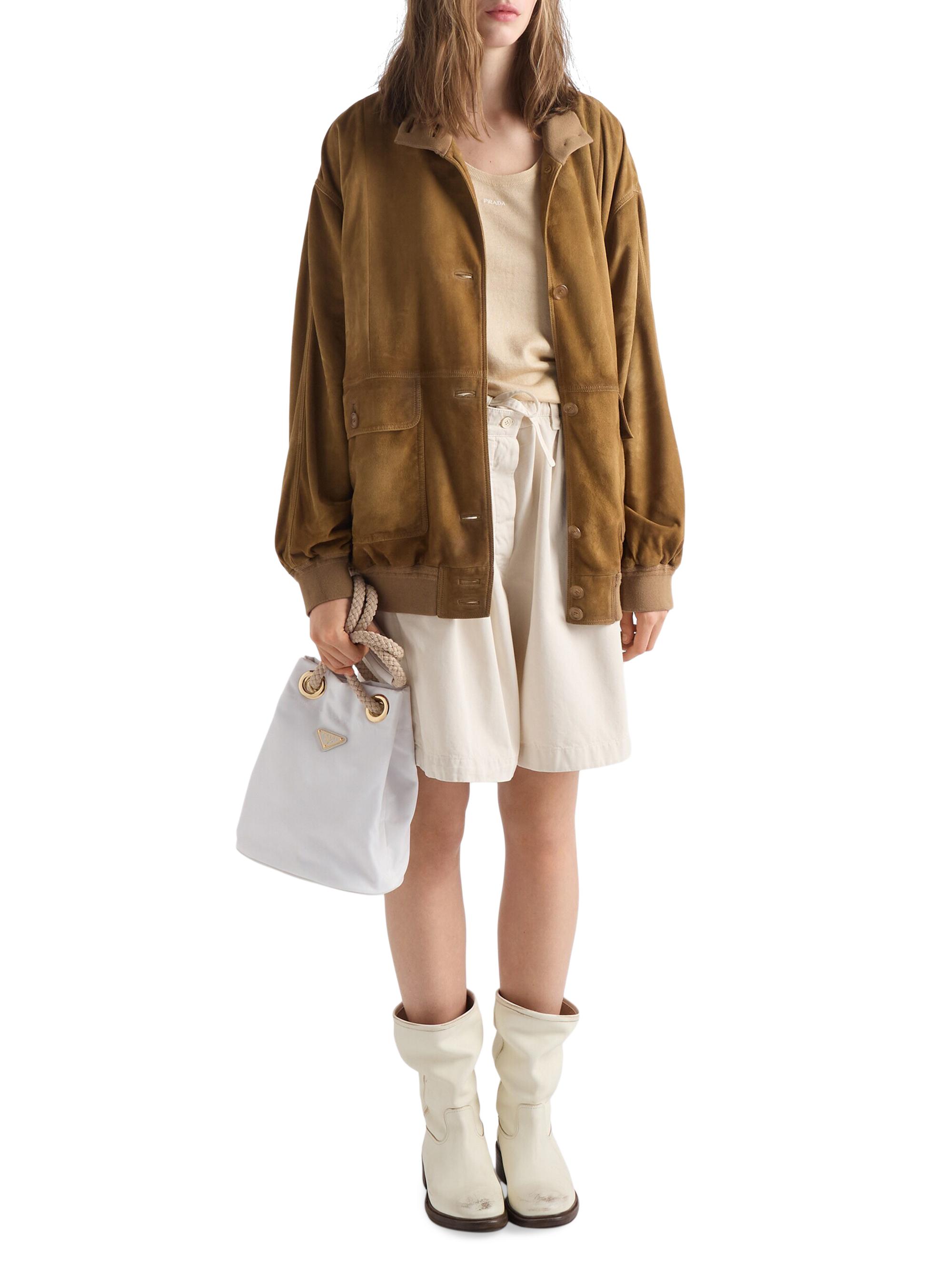 Prada Women's Mariner Re-Nylon  Bucket Bag - White Beige
