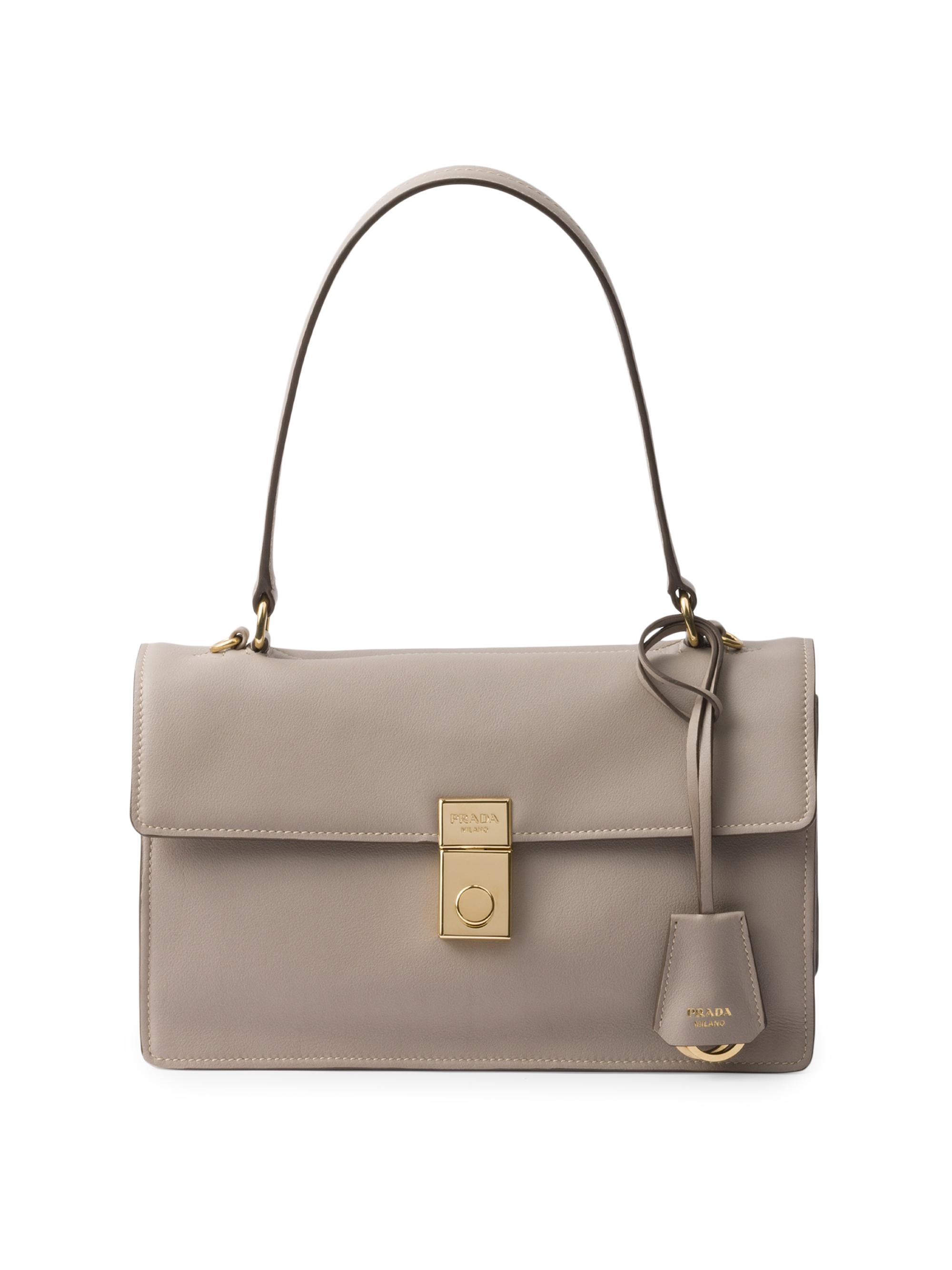 Prada Women's Soft Sound  Leather Shoulder Bag - Grey