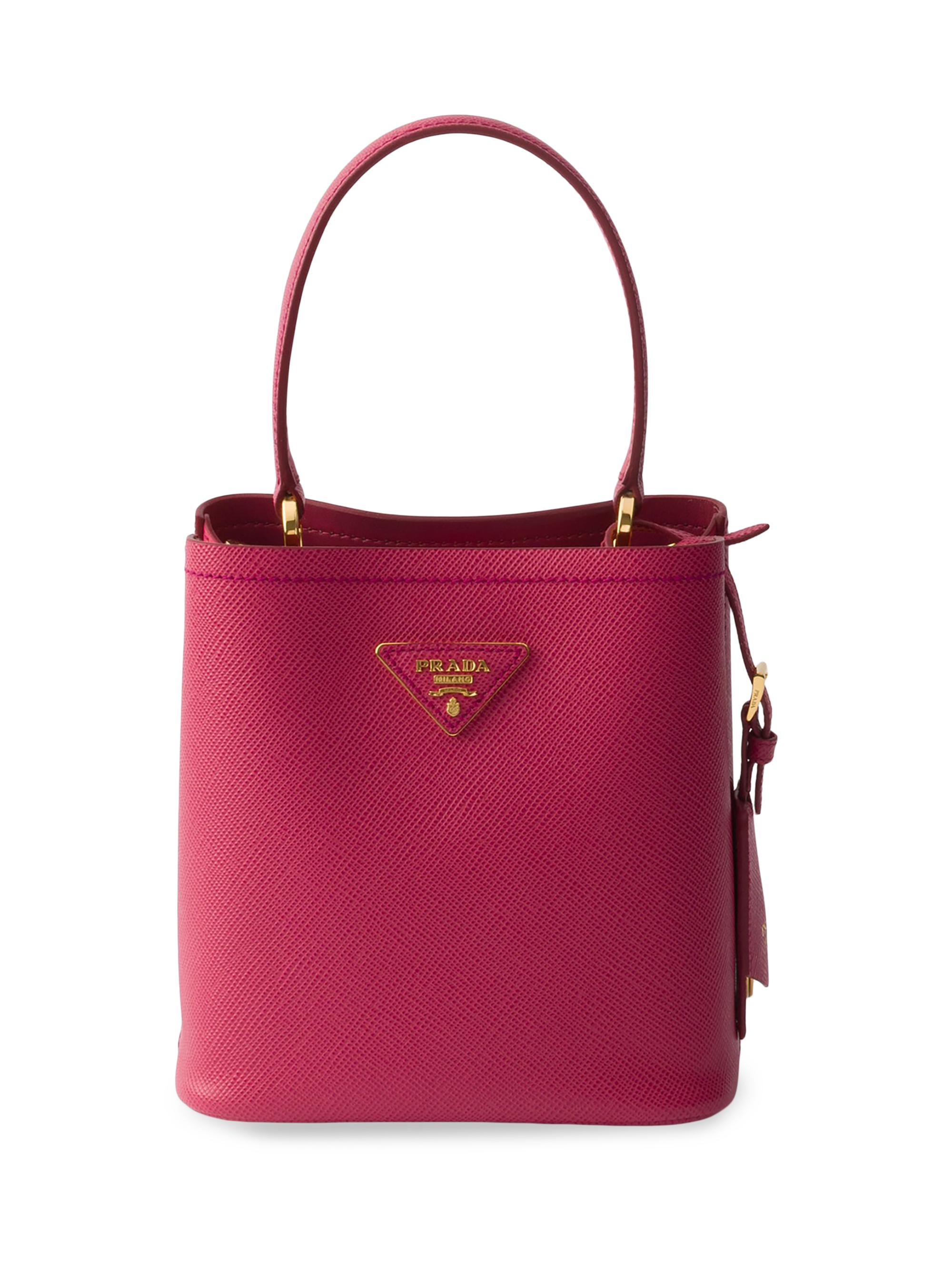 Prada Women's Panier Saffiano Leather Bucket Bag - Dark Pink