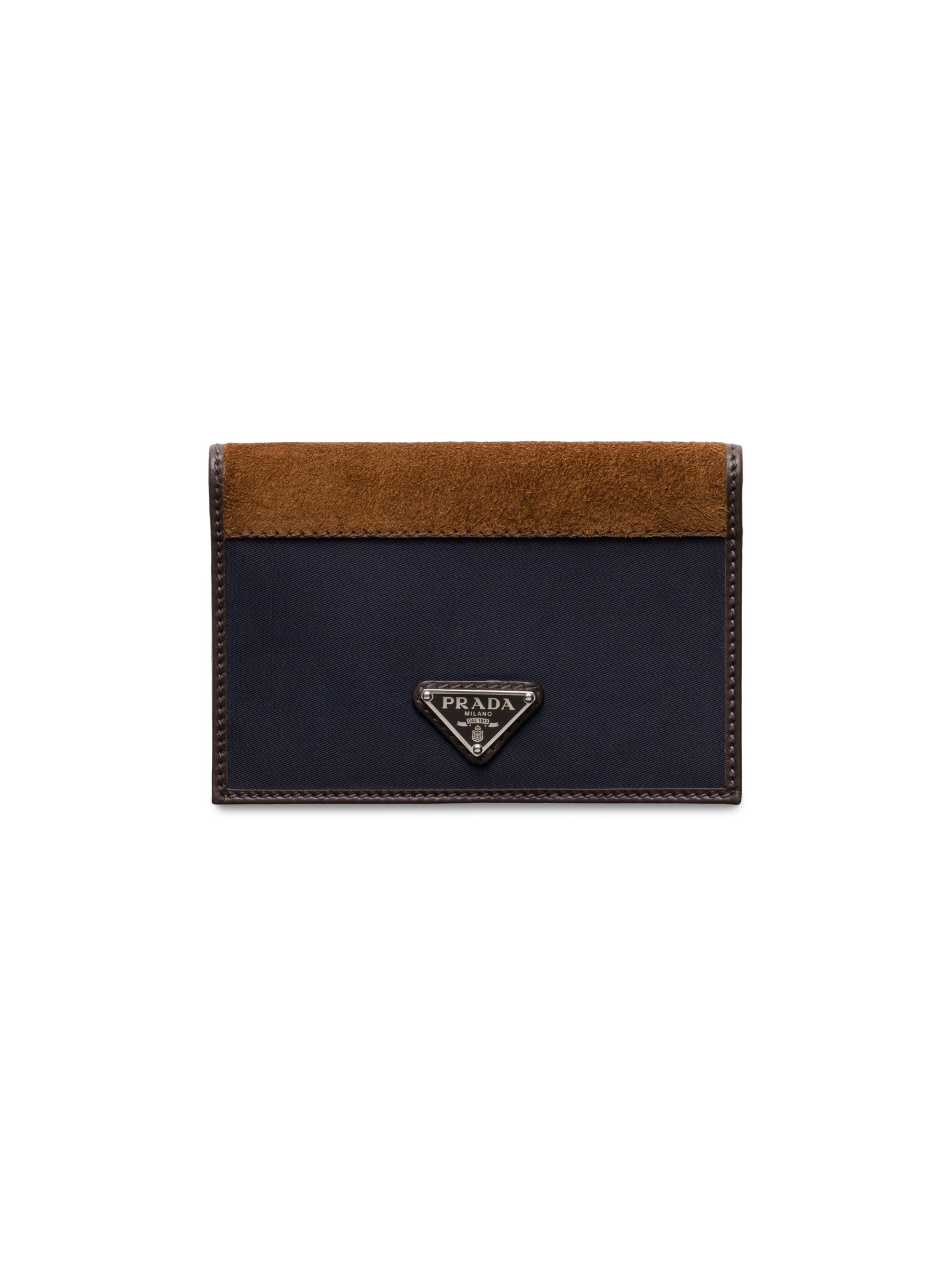 Prada Men's Re-Nylon and Leather Passport Holder - Blue