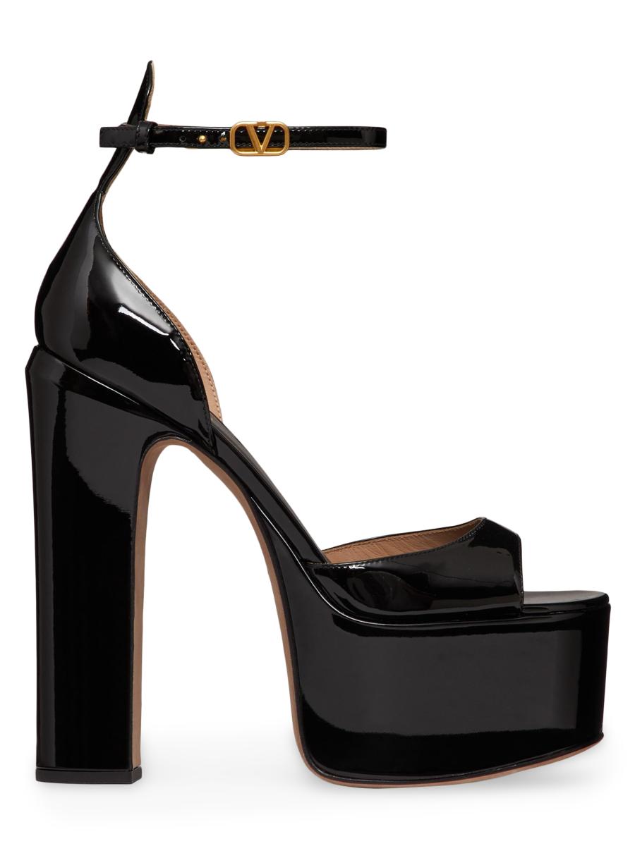 サンダル・ミュール Valentino Garavani Black Leather Sandals VALENTINO GARAVANI SNAKE LEATHER SANDAL BLACK SIZE 35 US 5