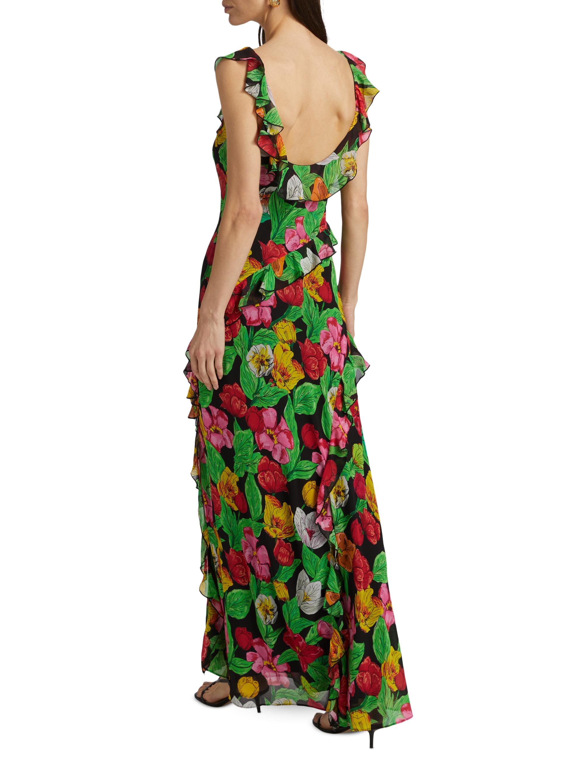 midi caftan dress Pretty Petals Floral Stripe Caftan Midi Dress M / French Vanilla