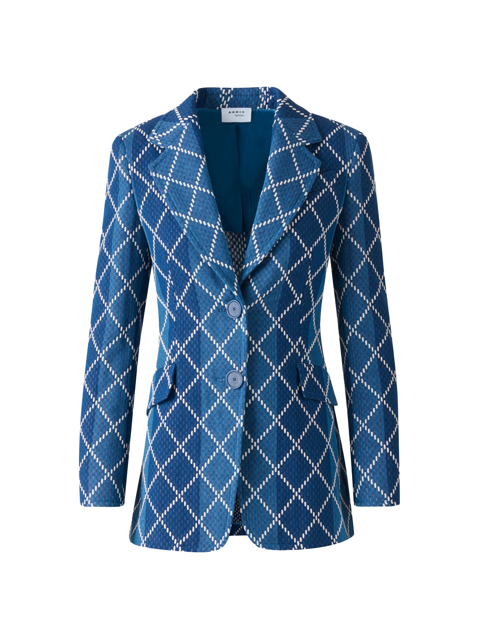 Akris punto Women's Cotton Diamond Jacquard Single-Breasted Jacket - Medium Blue Multicolor