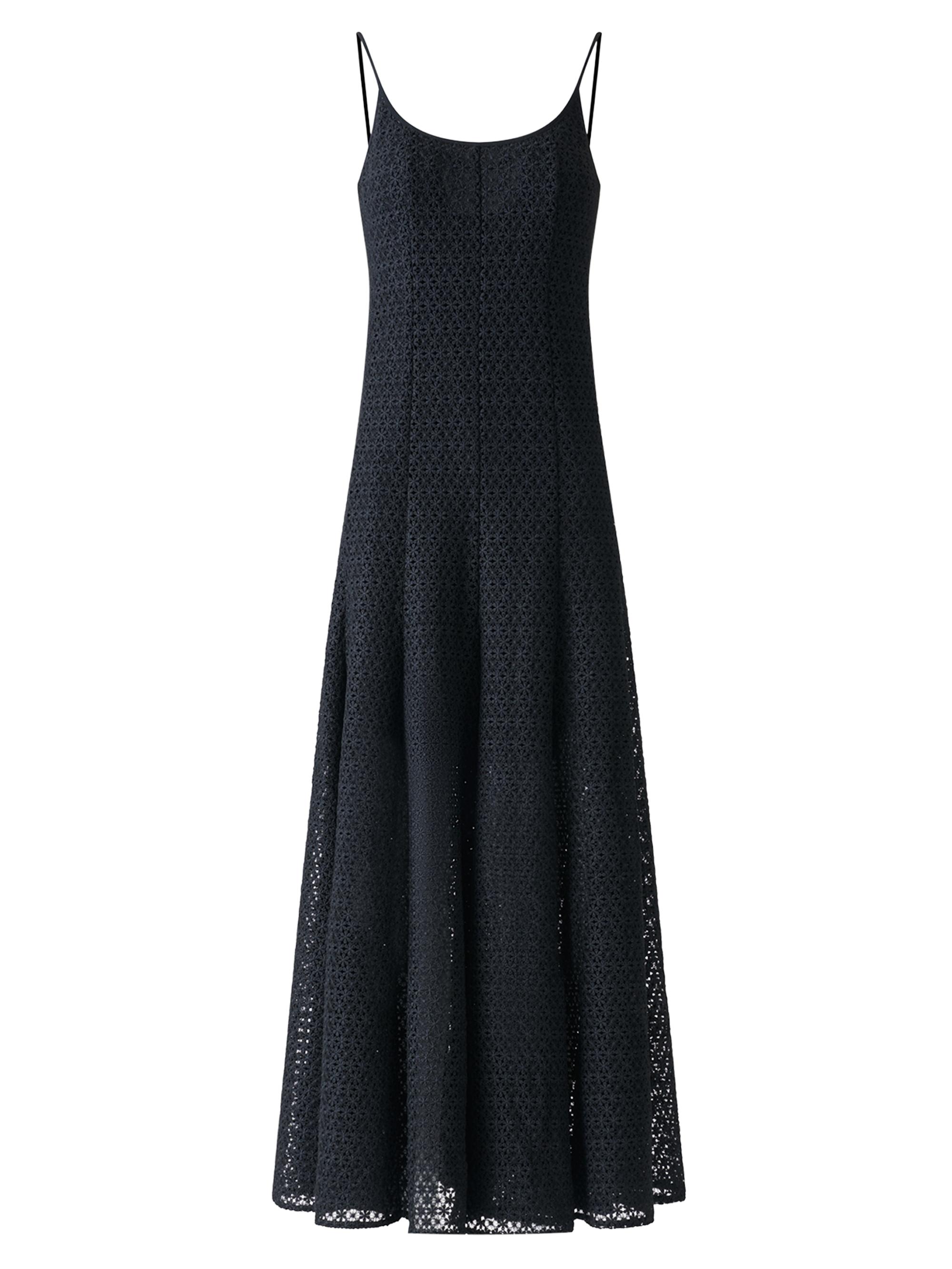 Akris punto Women's Embroidered A-Line Midi-Dress - Black