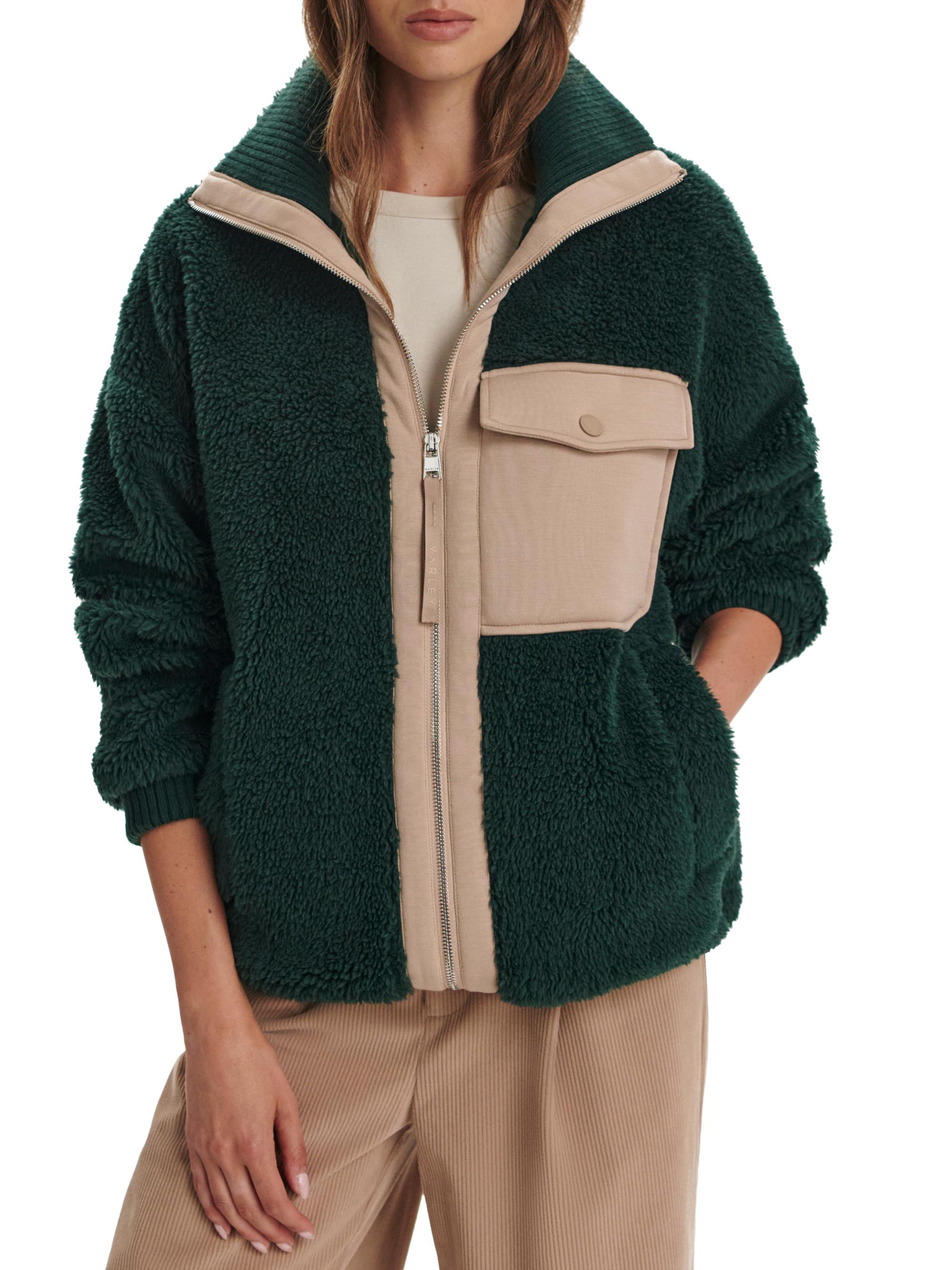 Varley Women's Lowell Colorblocked Sherpa Jacket - Pine Grove - side view in Pine grove
