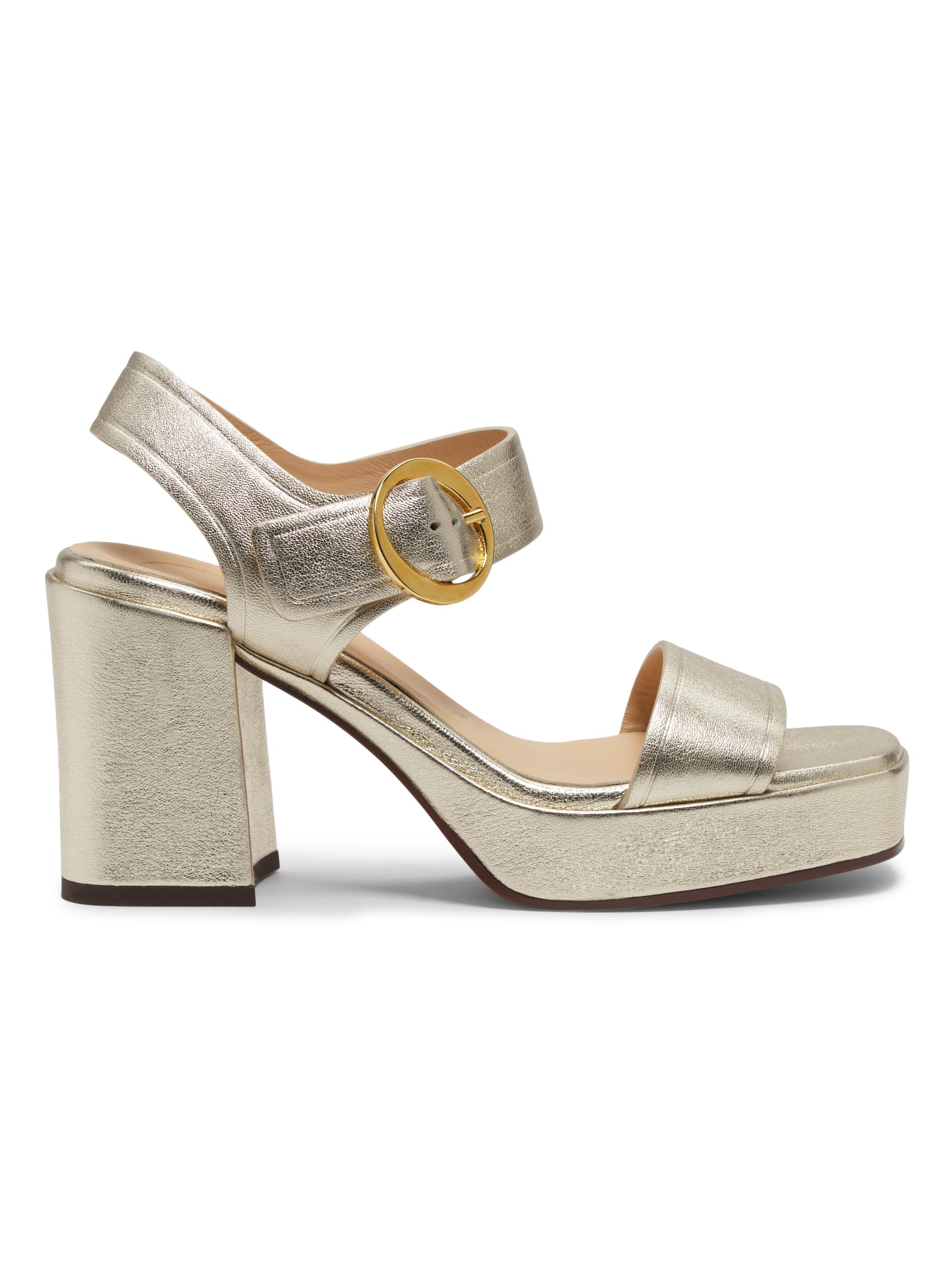 Odissì Women's Brianne 0MM Metallic Leather Platform Sandals - Light Gold