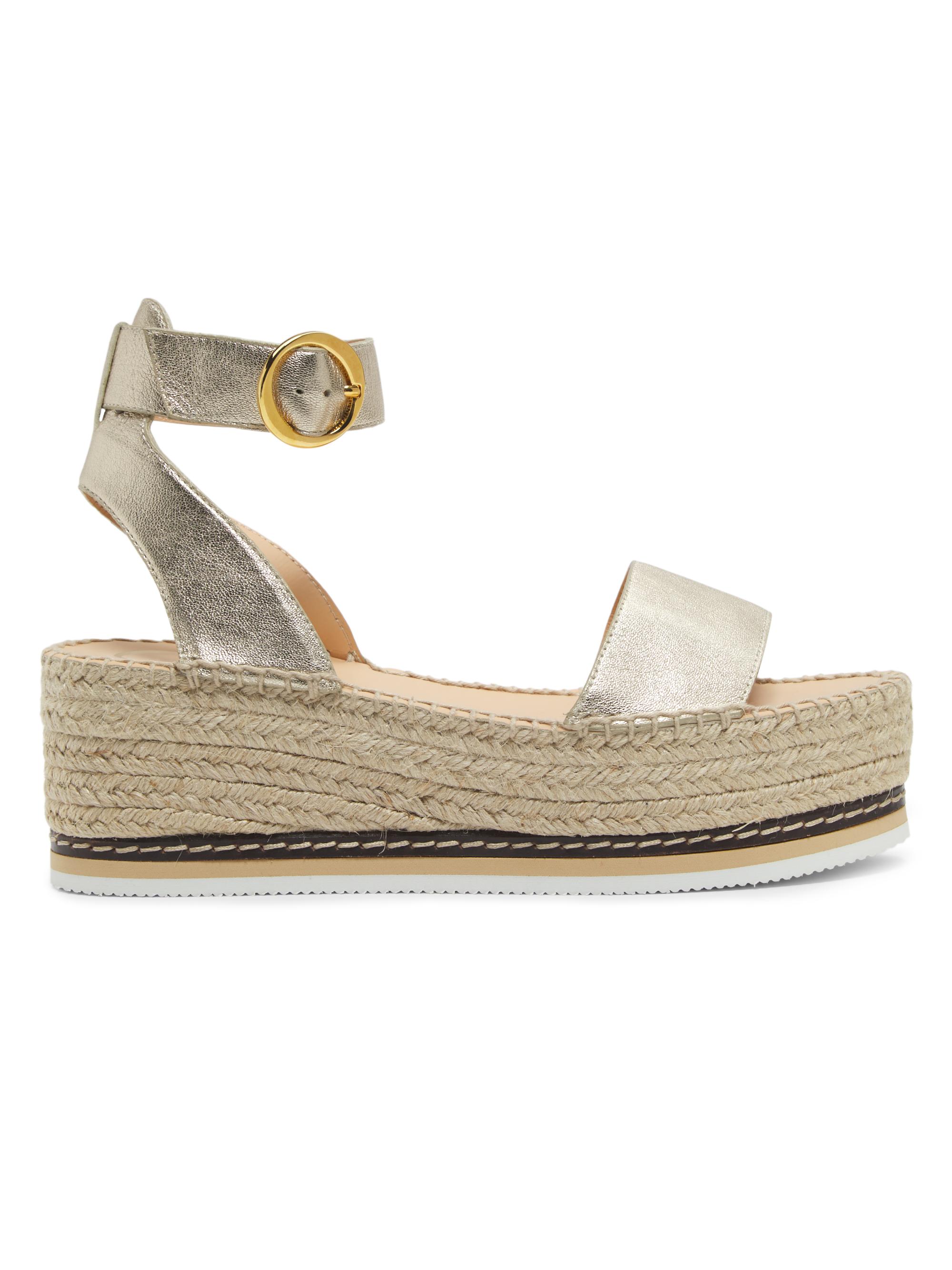 Odissì Women's Lily 60MM Metallic Leather Platform Espadrille Sandals - Light Gold