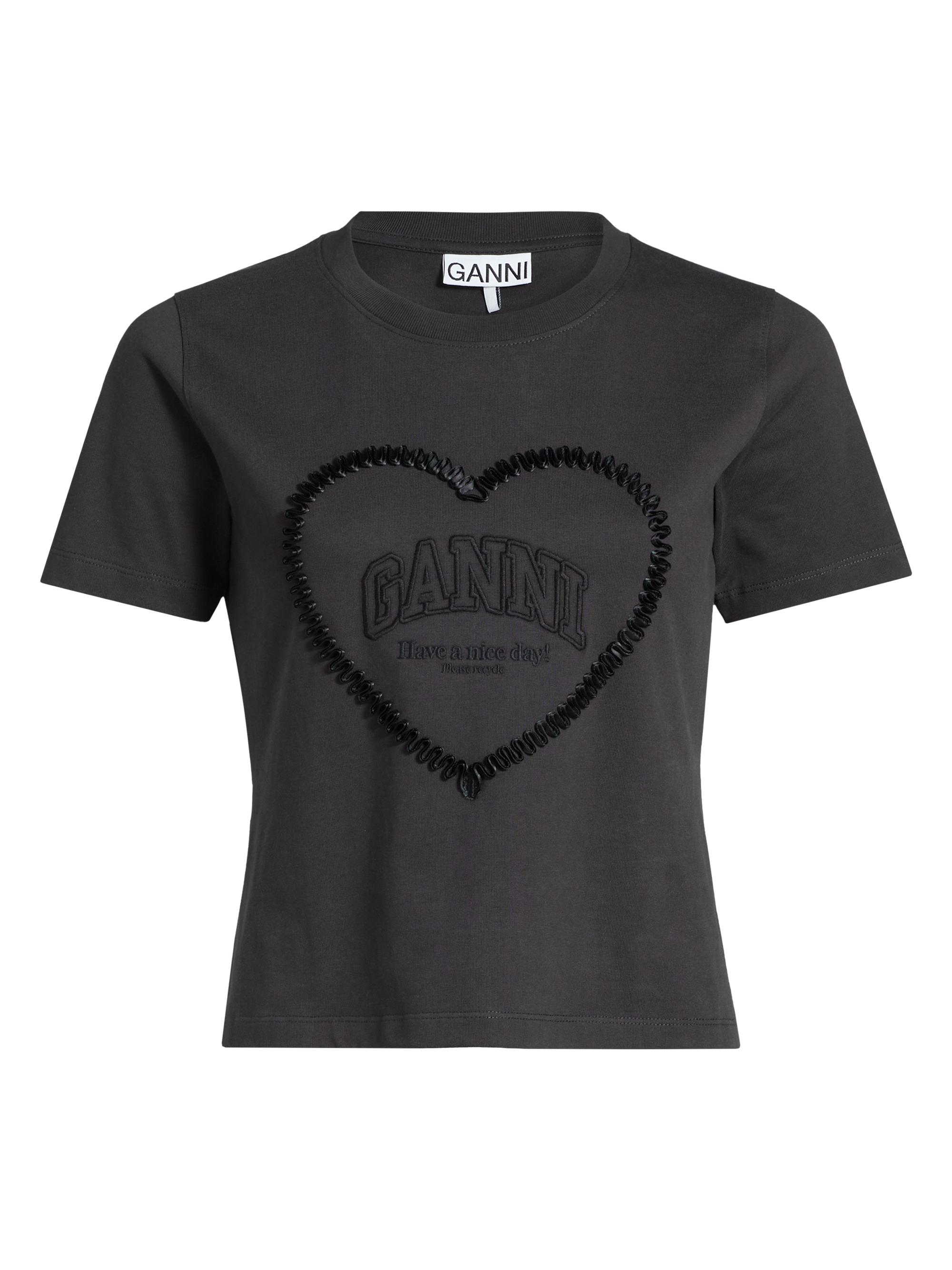 Ganni Women's Heart Cotton T-Shirt - Bright White